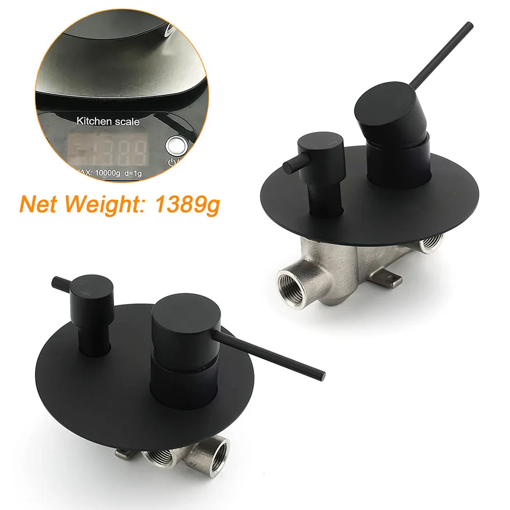 Stainless Steel Black Round Shower Mixer Diverter Lead Free Healthy For Bath Set - Image 3