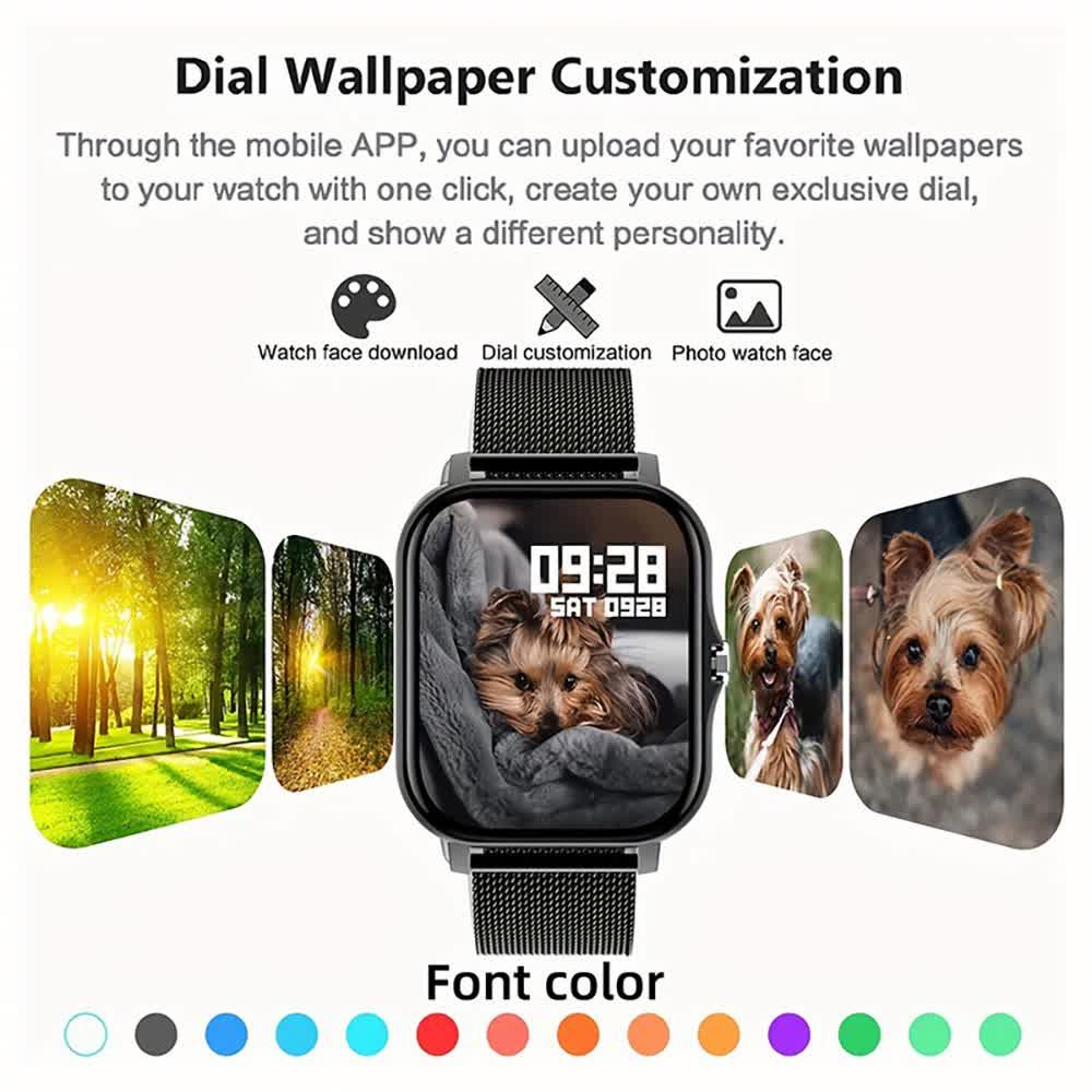 Steel Bracelet With Silicone Strap Silver Smart Fitness Watch with Large Display - 24 Sport Modes, Heart Rate Monitor & More - Image 5