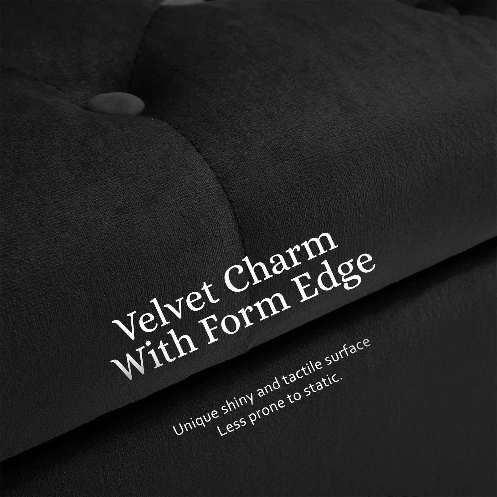 Storage Ottoman Stool Arm Bench Seat 132cm Velvet BLACK - Image 7