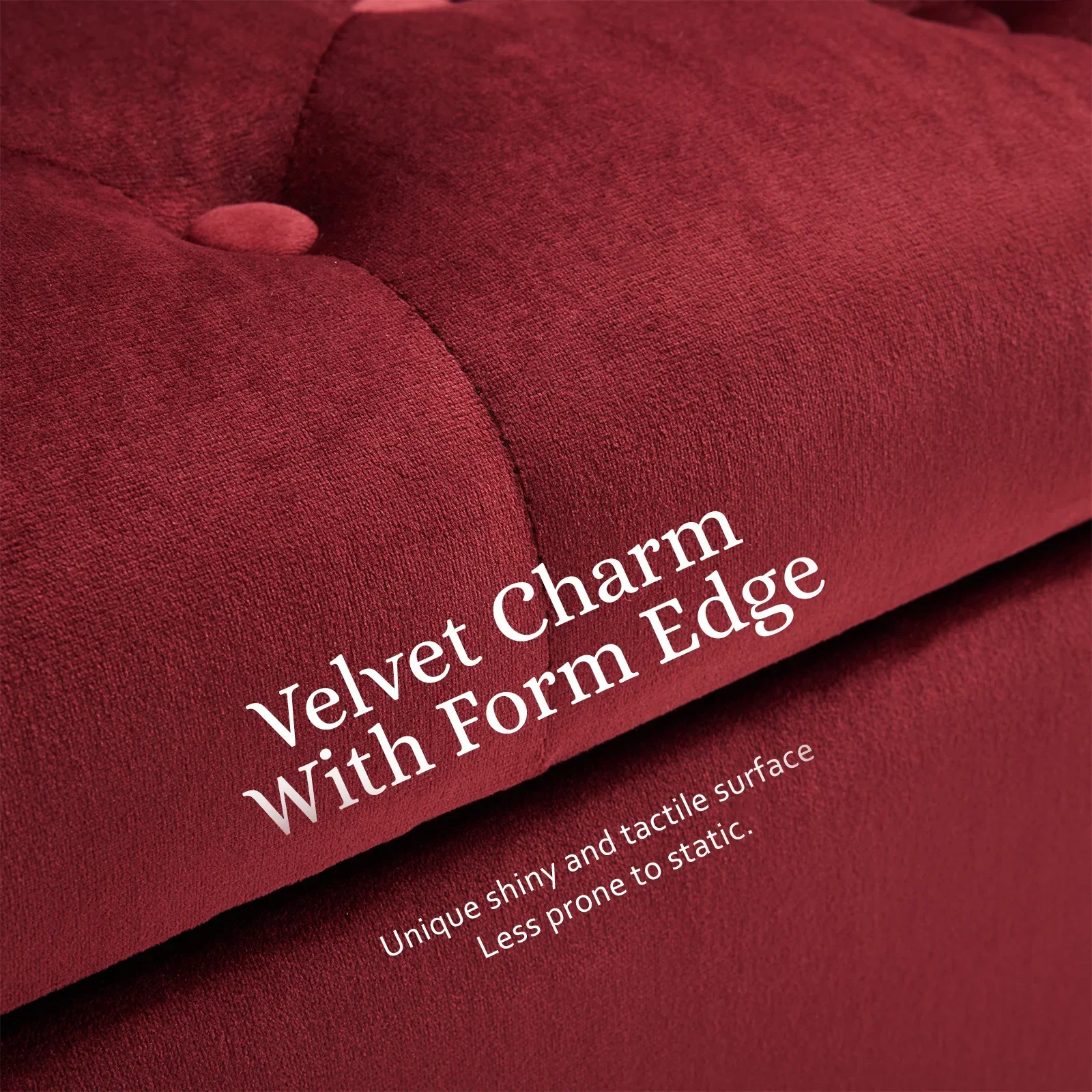 Storage Ottoman Stool Arm Bench Seat 132cm Velvet RED - Image 7