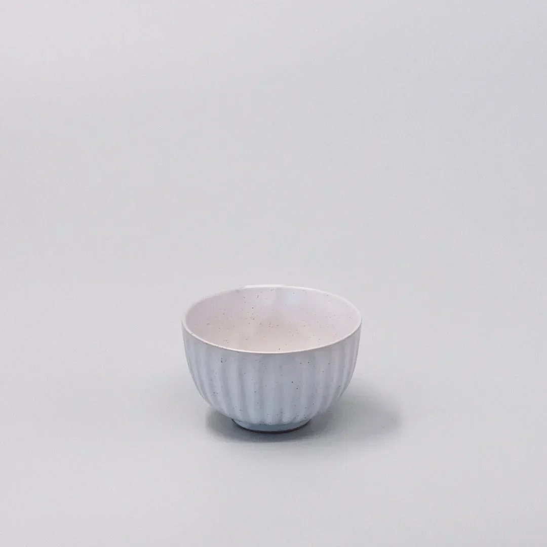 Tea Cup Ridged 150ml Speckled White