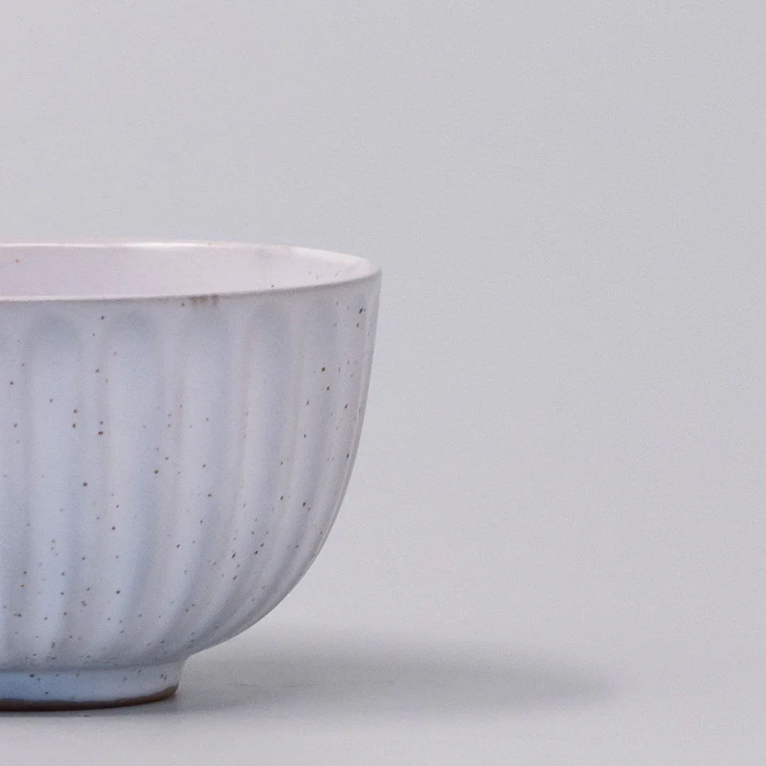Tea Cup Ridged 150ml Speckled White - Image 2