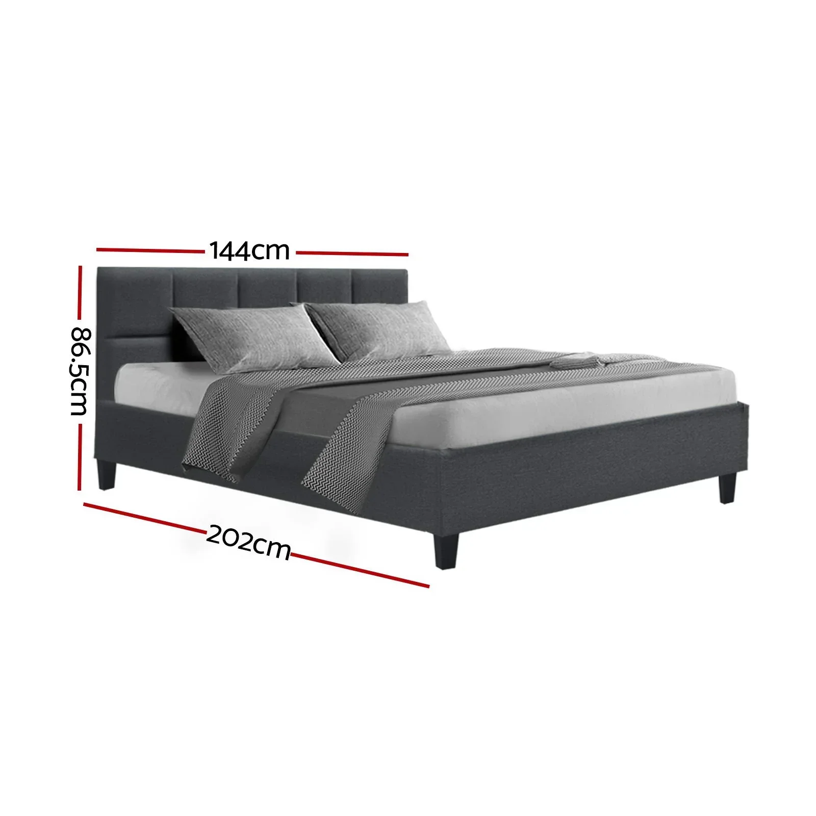 Bed Frame Double Size Charcoal TINO - Image 6