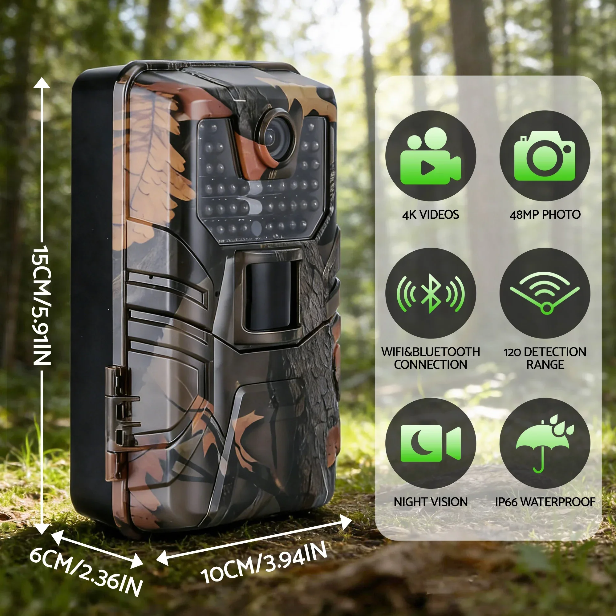 4K WiFi Trail Camera 48MP 0.2s Trigger Game Camera Camo - Image 12