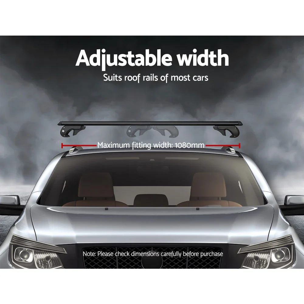 Universal Car Roof Racks Pod Aluminium Cross Bars Adjustable 108cm Black - Image 2