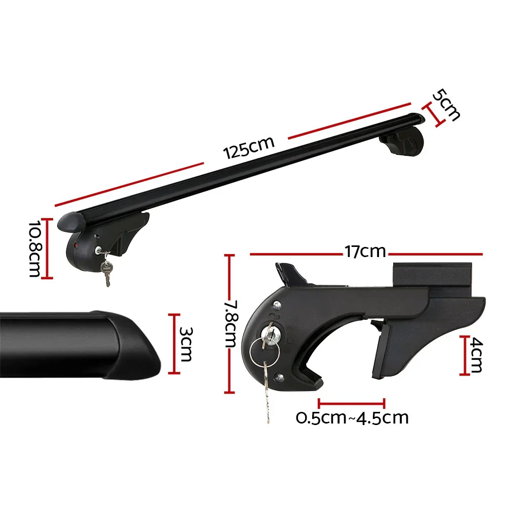 Universal Car Roof Racks Pod Aluminium Cross Bars Adjustable 108cm Black - Image 5