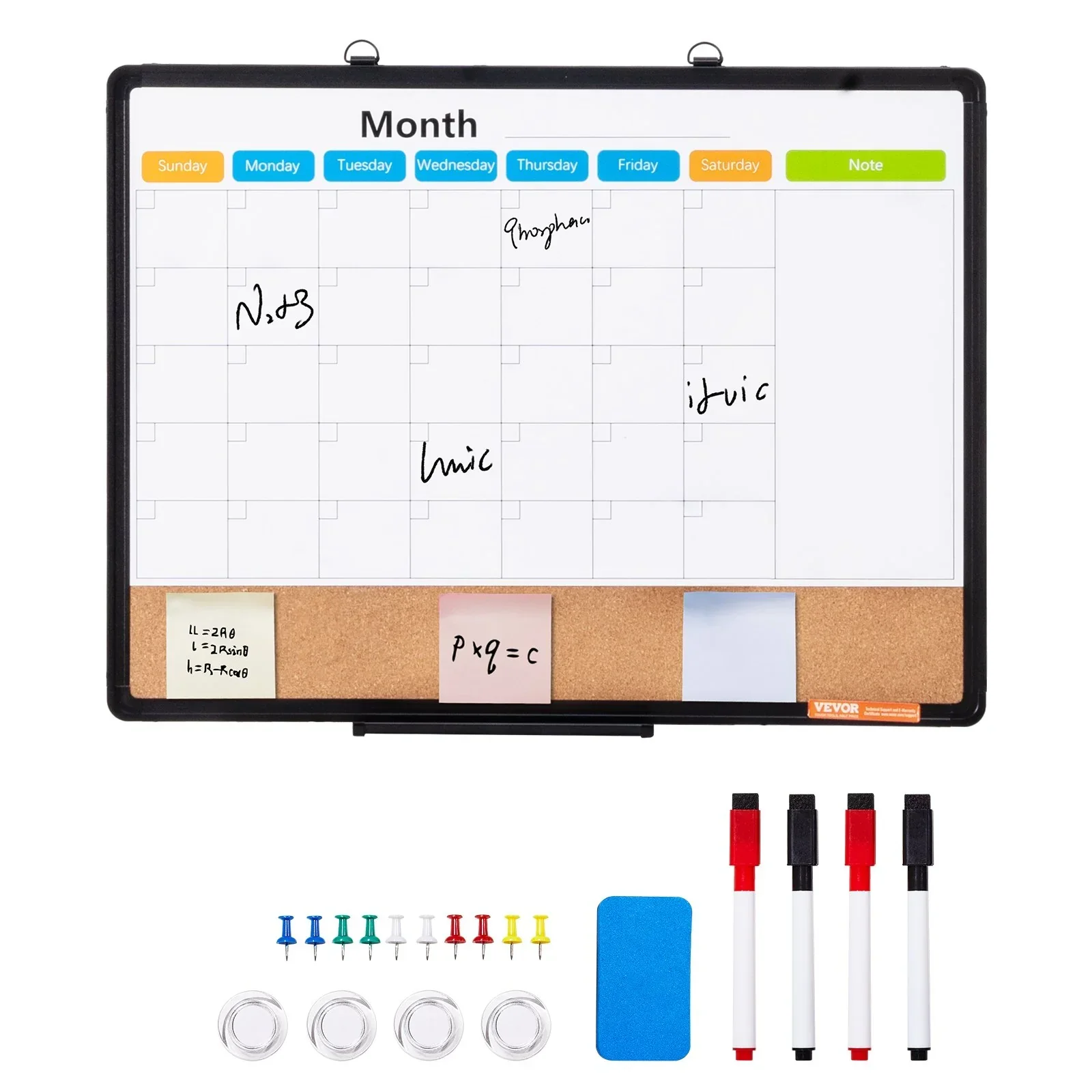 24"x 18" Monthly Calendar Whiteboard & Cork Board Combo with Aluminum Frame – 2-in-1 Magnetic Dry Erase Bulletin Board for Wall Mount – Ideal for School, Home, Office - Image 9