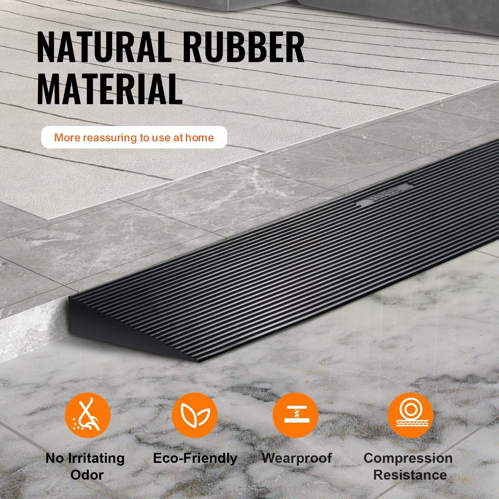 3 cm Rise Cuttable Threshold Ramp for Sweeping Robot, 90 cm Wide Natural Rubber Wheelchair Ramp, Non-Slip Solid Rubber Ramp with Double-Sided Tape for Doorways, Driveways, Bathroom, Smooth Tile - Image 3