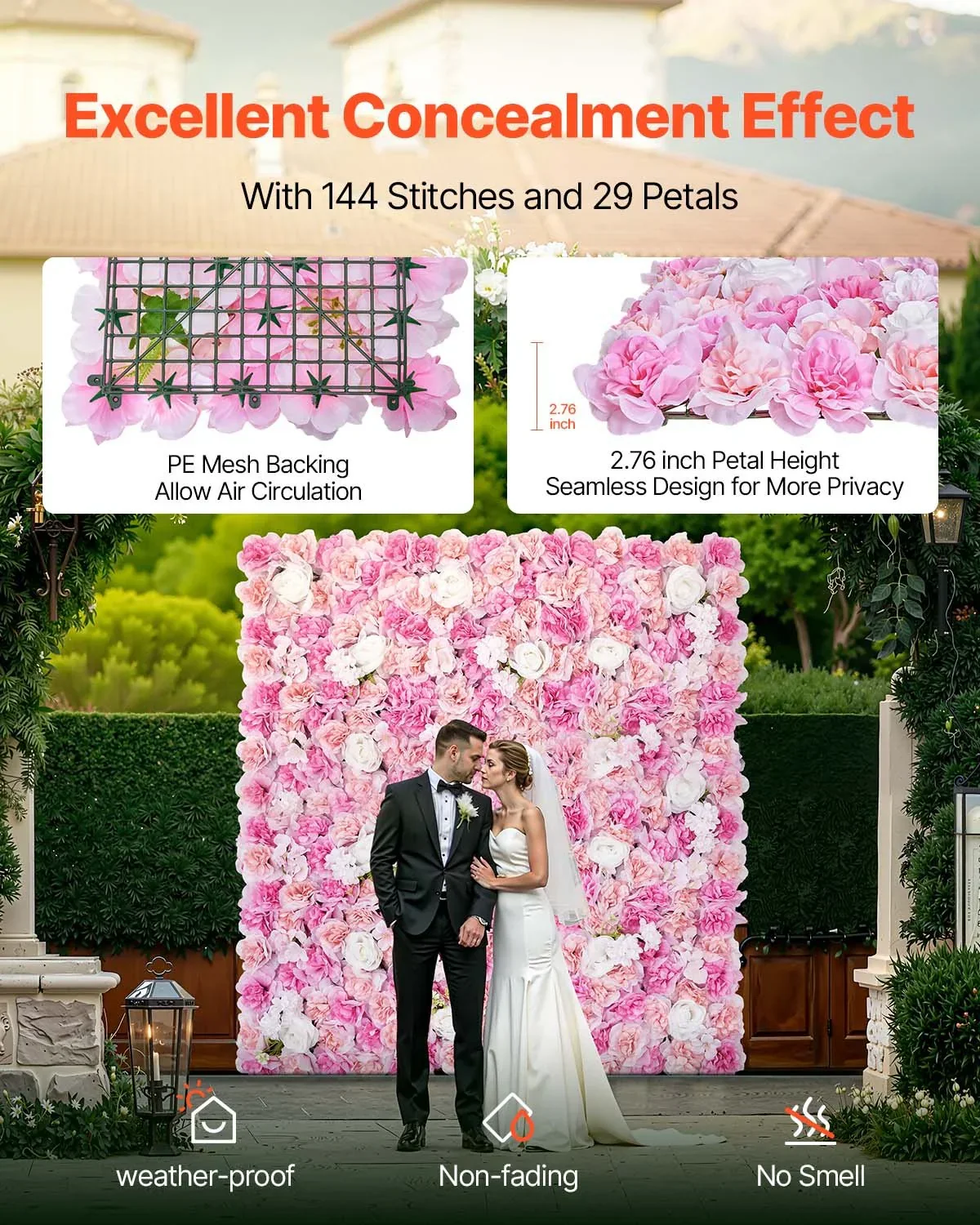 3D Flower Wall Panel, 12 PCS 15 x 15 inch, Artificial Floral Wall Background Mesh Backing Mat,Seamless Design&Easy Installation for Wedding Valentines Day Home Ba Party Backdrop Decor,Pink - Image 3