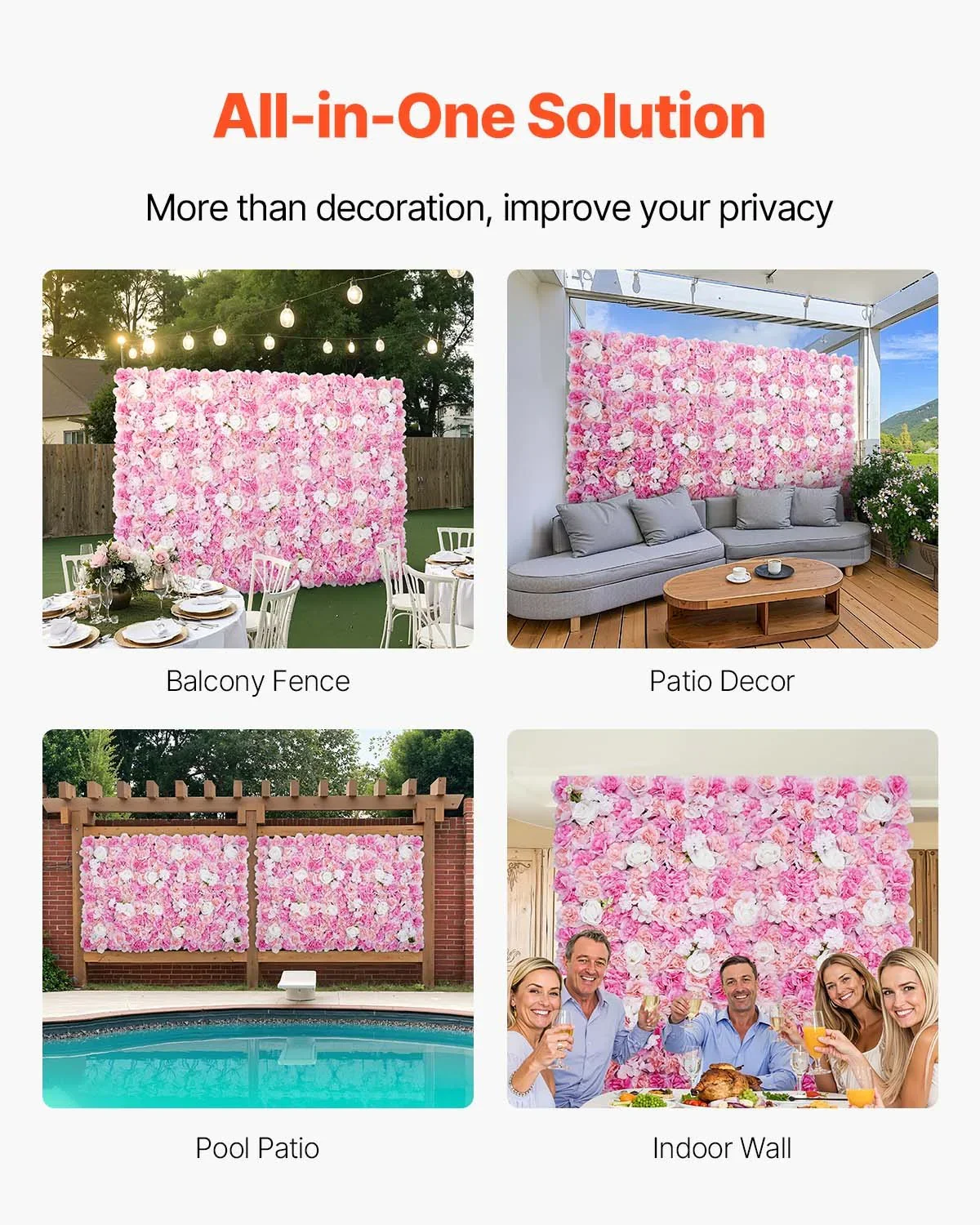 3D Flower Wall Panel, 12 PCS 15 x 15 inch, Artificial Floral Wall Background Mesh Backing Mat,Seamless Design&Easy Installation for Wedding Valentines Day Home Ba Party Backdrop Decor,Pink - Image 5