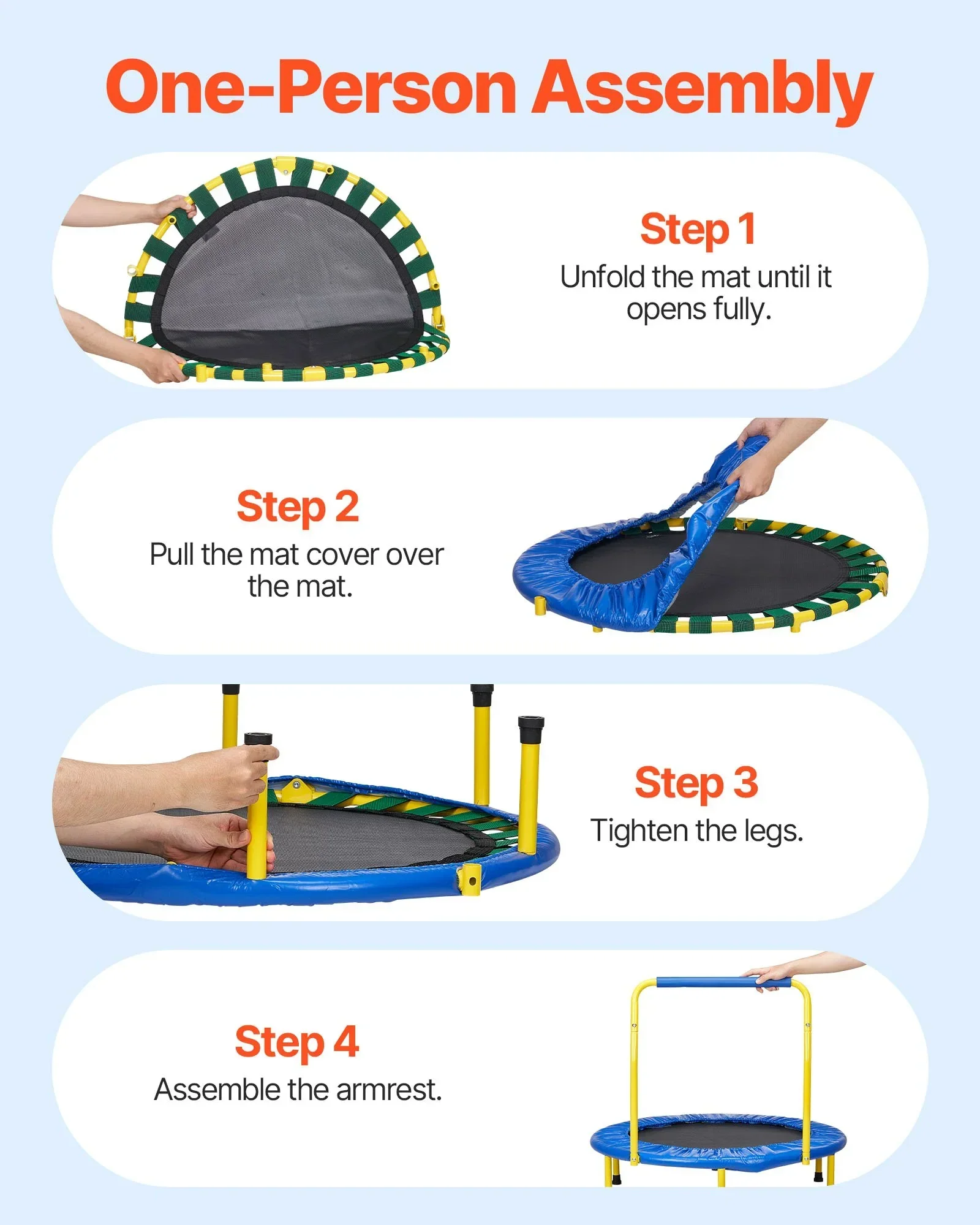 3FT Trampoline for Kids, 92 cm Trampolines Indoor/Outdoor Trampoline for Toddlers, Foldable Mini Ba Trampoline with Foam Handle, Recreational Trampoline Birthday Gift for 3+ Years Kids - Image 6