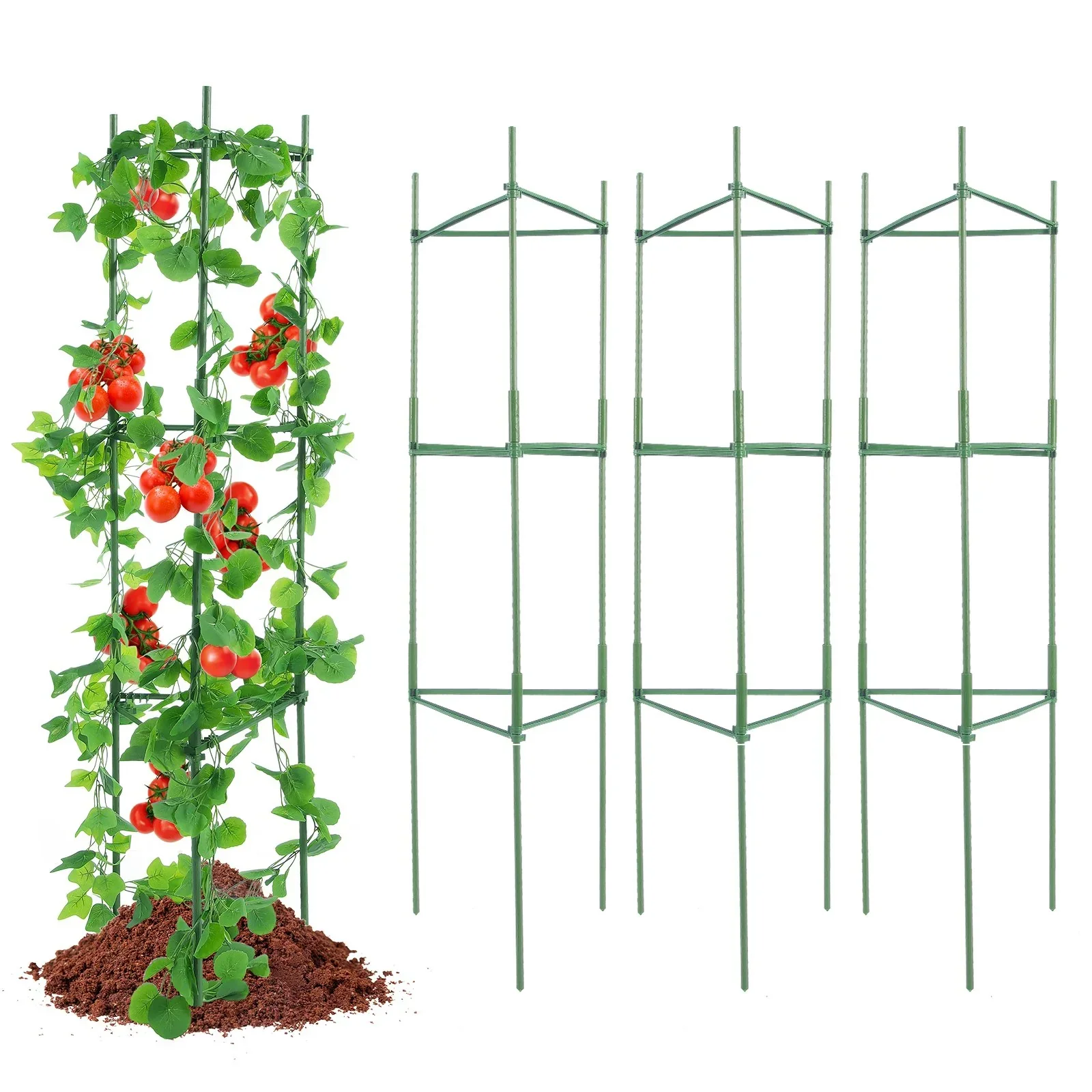 6 Packs Tomato Cages for Garden, 1230 mm Tomato Trellis Plant Stakes Support, Stackable Tall Plant Support Cage, for Raised Garden Bed, Vegetables Flowers and Climbing Plants - Image 10