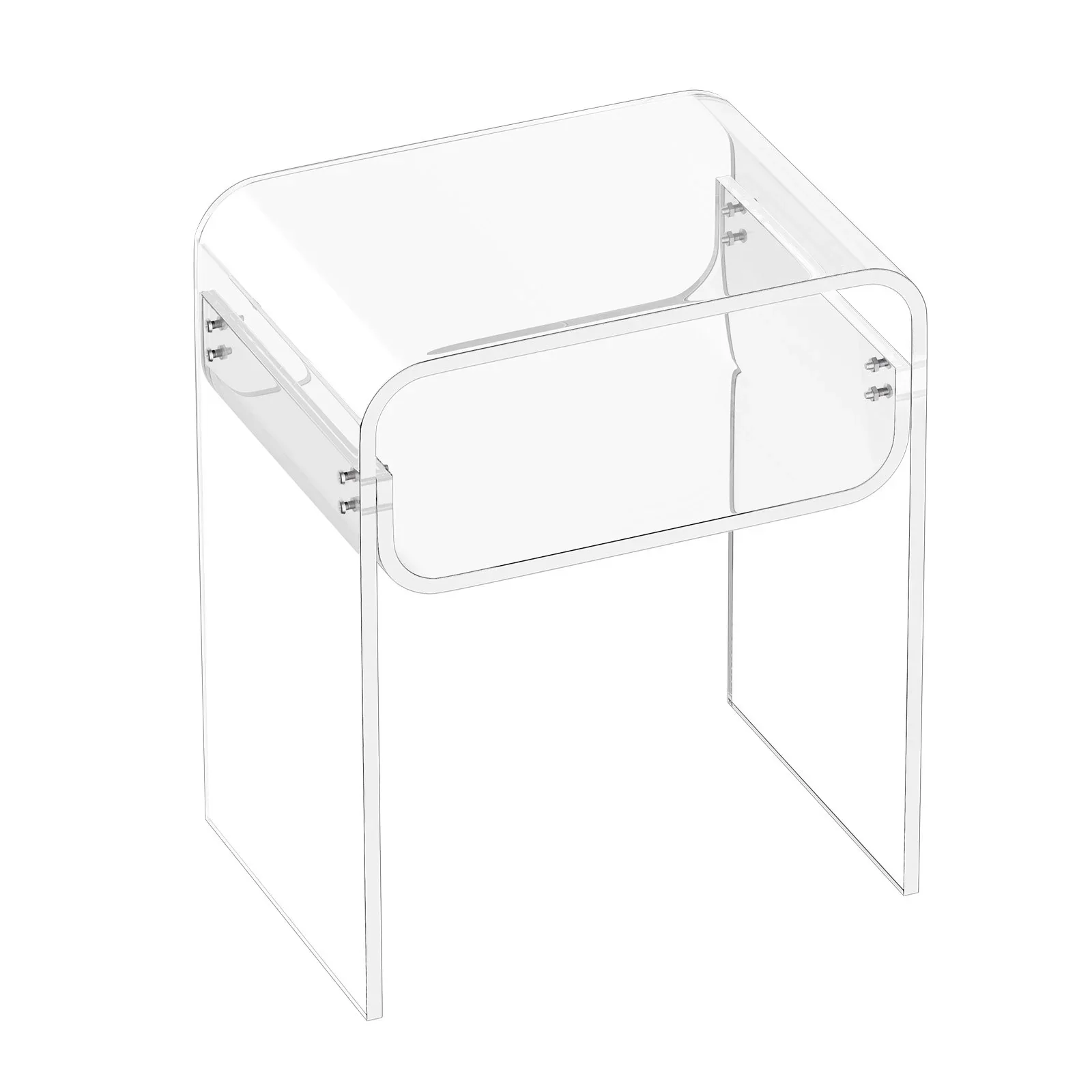 Acrylic Side Table, 2 Tiers Clear Bedside Table with Storage Shelf, Modern Rectangle Acrylic End Desk, Transparent Thick Nightstand for Bedroom, Living Room, Study, 30 x 40 x 50 cm (Clear) - Image 9