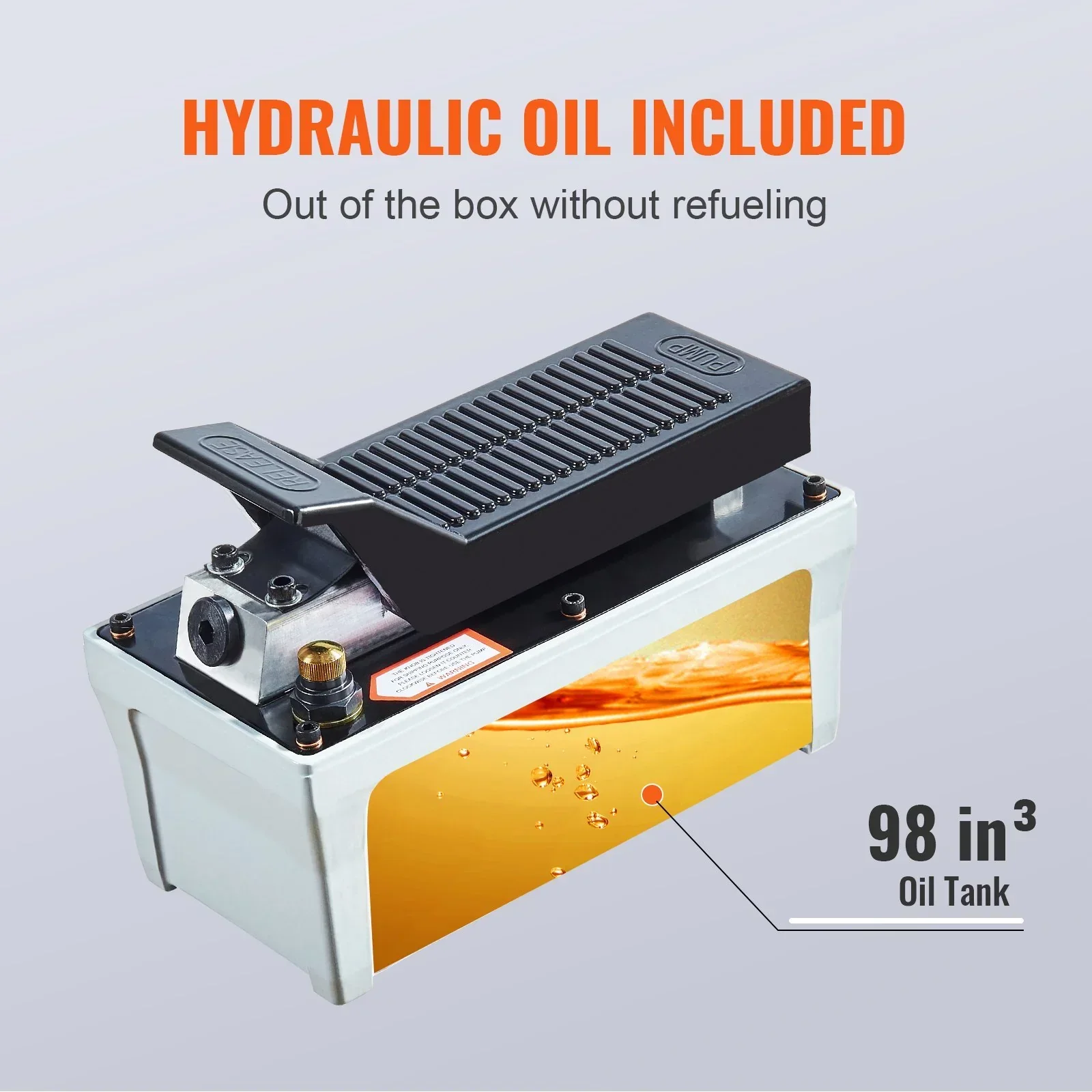 Air Hydraulic Pump, 10,000 PSI 1/2 Gal Reservoir, NPT 3/8" Oil Outlet, NPT 1/4" Inlet, 6.6 ft Pipe, Foot Actuated Hydraulic Pump Air Treadle for Auto Body Frame Machines and Pulling Post, Gray - Image 4