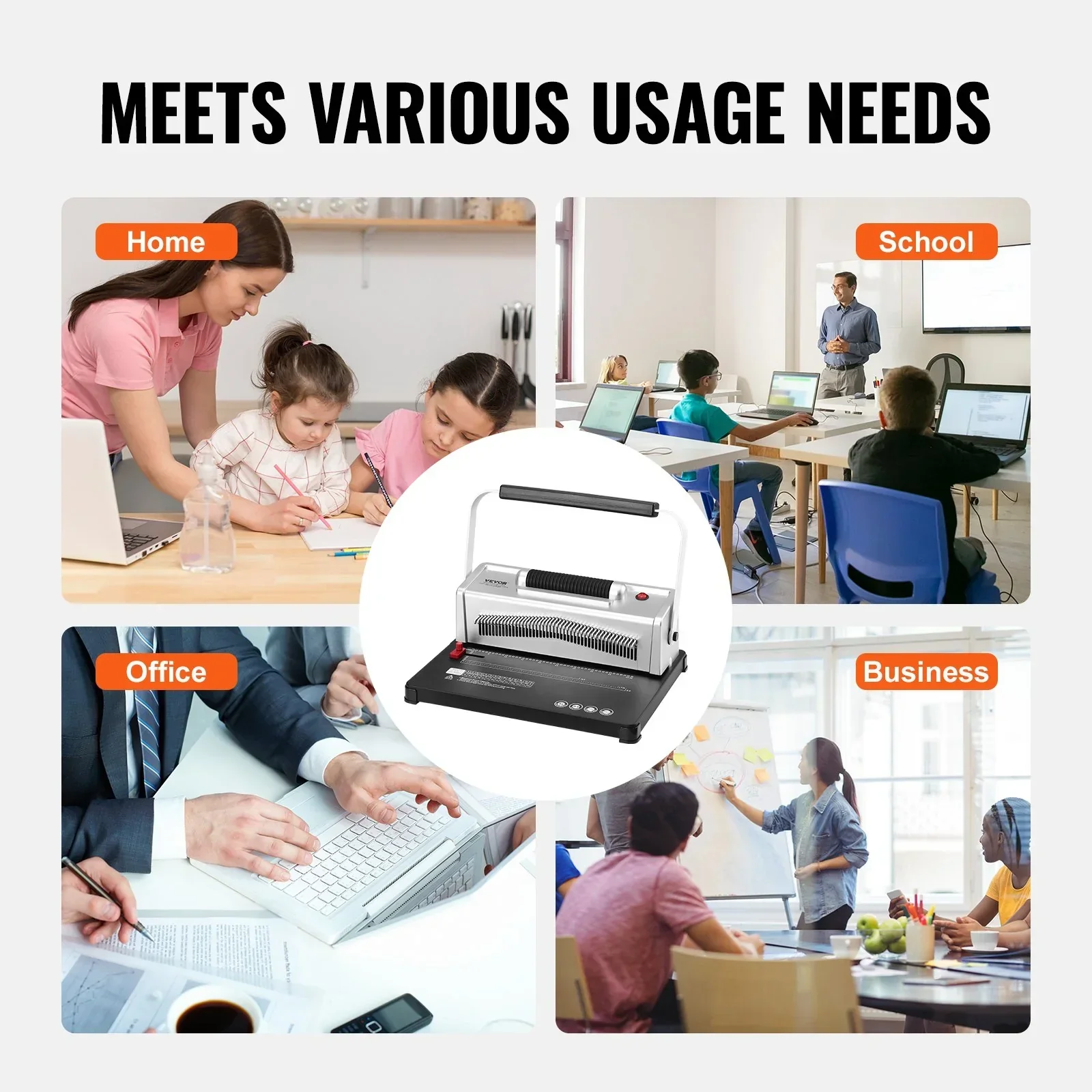 Coil Spiral Binding Machine, Manual Book Maker with Electric Binding, 46-Holes Binding 500 Sheets Punch Binder, with 100pcs 5/16'' Coil Binding Spines, for Letter Size, A4, A5 - Image 6