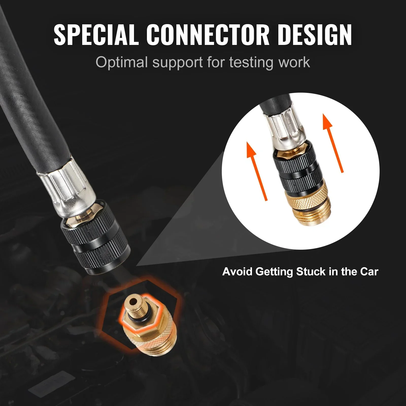 Compression Tester Adapter Kit, 9 Pcs Automotive Engine Cylinder Leak Down Compression Test, Accurate Dual Scale Pressure Gauge 0-300 psi, with Long Reach Hoses and Case for Engine Cylinders - Image 6