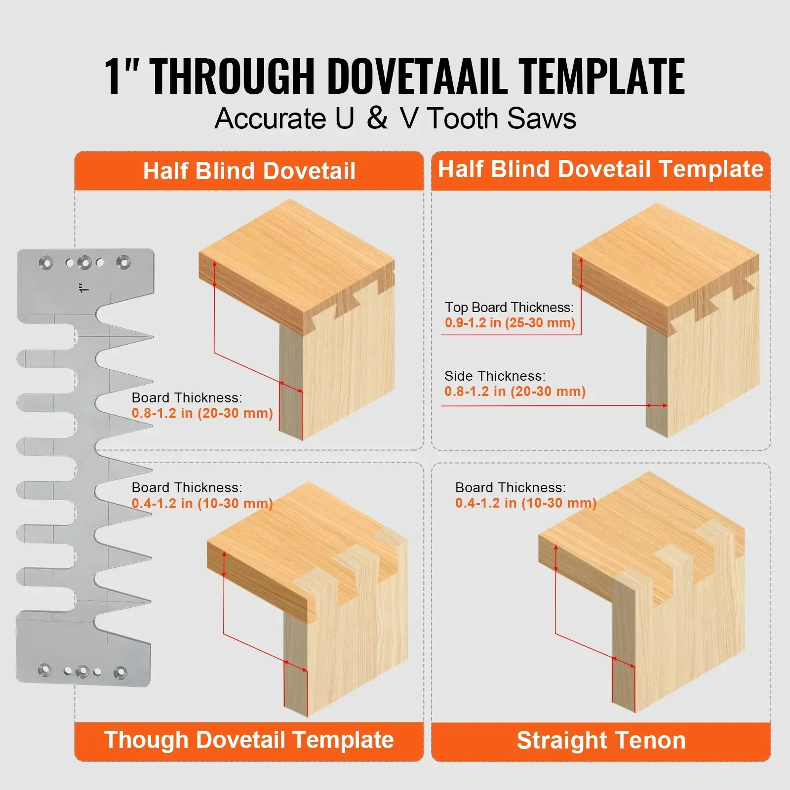 Dovetail Jig, 310 mm Width, Dove Tailing Router Jigs with 4 Router Bits & 6 Templates, Precise Alignment Dove Tail Jig, Mortise and Tenon Woodworking Tools for Furniture & Wood Cabinet Making - Image 5