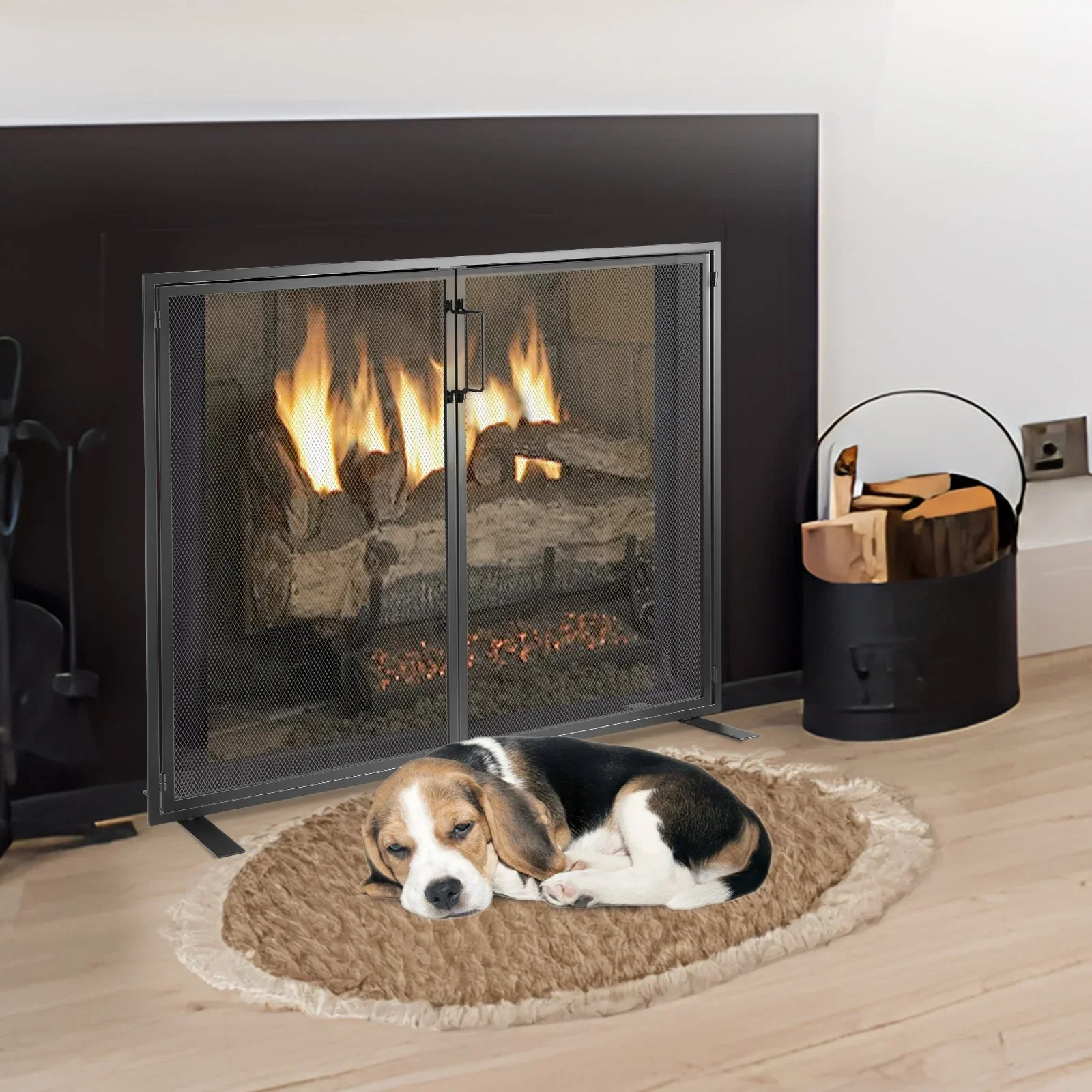 Fireplace Screen 1 Panel with Door, Sturdy Iron Mesh Fireplace Screen, 990(L) x780(H)MM Spark Guard Cover, Simple Installation, Free Standing Fire Fence Grate for Living Room Home Decor Modern - Image 8