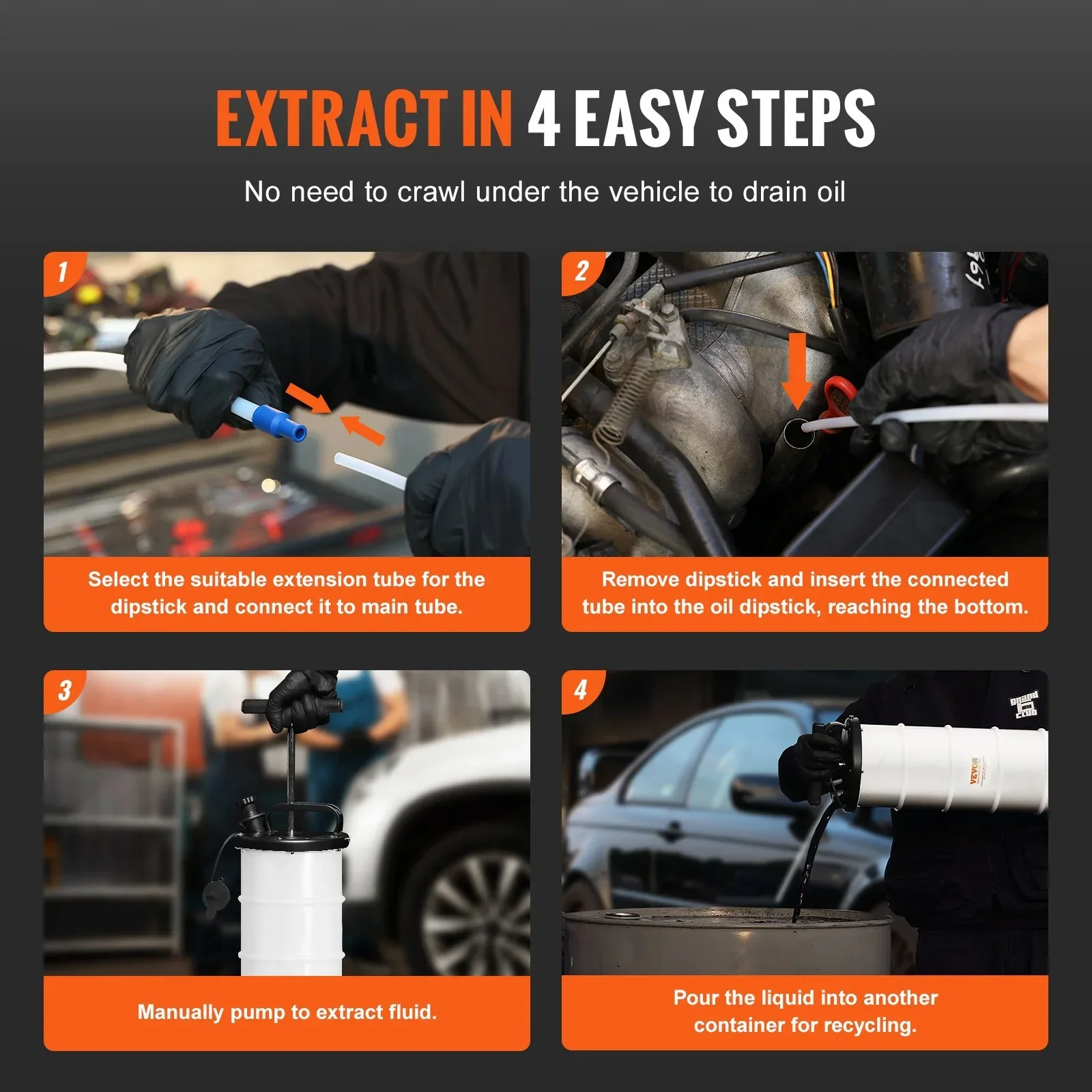 Fluid Extractor, 6.5 Liters Capacity, Manual Hand-Operated Oil Changer Vacuum Fluid Extractor with Dipstick and Suction Hose, Oil Extractor Change Pump for Automotive Fluids Vacuum Evacuation - Image 5