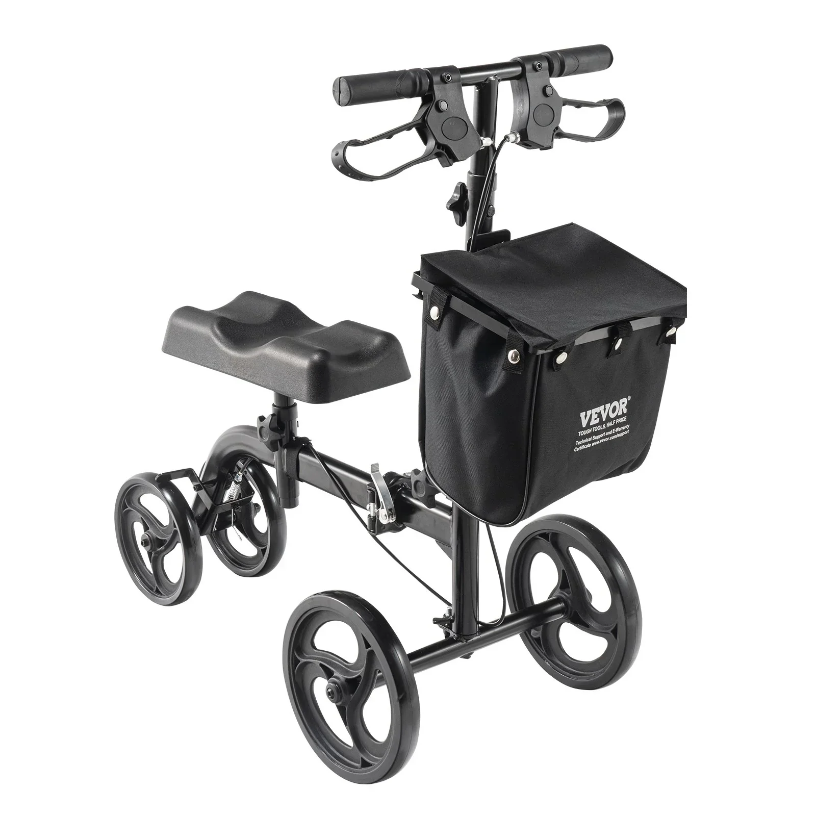 Folding Knee Scooter, Carbon Steel Steerable Knee Walker with Height-Adjustable Handlebar & Knee Pad, All-Terrain Solid Wheels, Dual Brakes, Leg Recovery Scooter for Broken Ankle Foot Injuries - Image 10