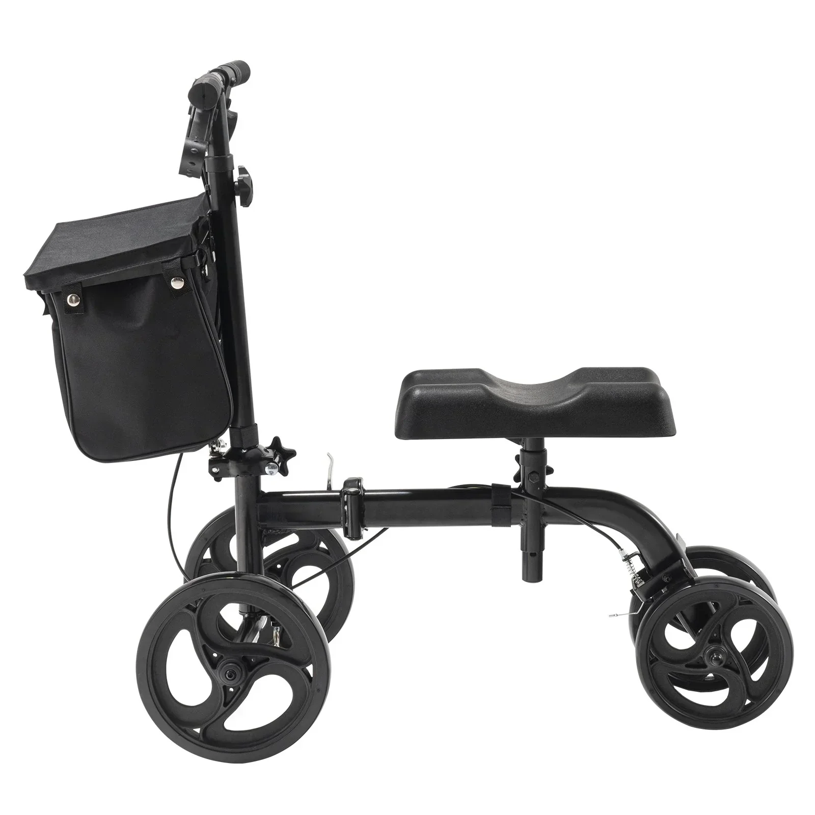 Folding Knee Scooter, Carbon Steel Steerable Knee Walker with Height-Adjustable Handlebar & Knee Pad, All-Terrain Solid Wheels, Dual Brakes, Leg Recovery Scooter for Broken Ankle Foot Injuries - Image 11