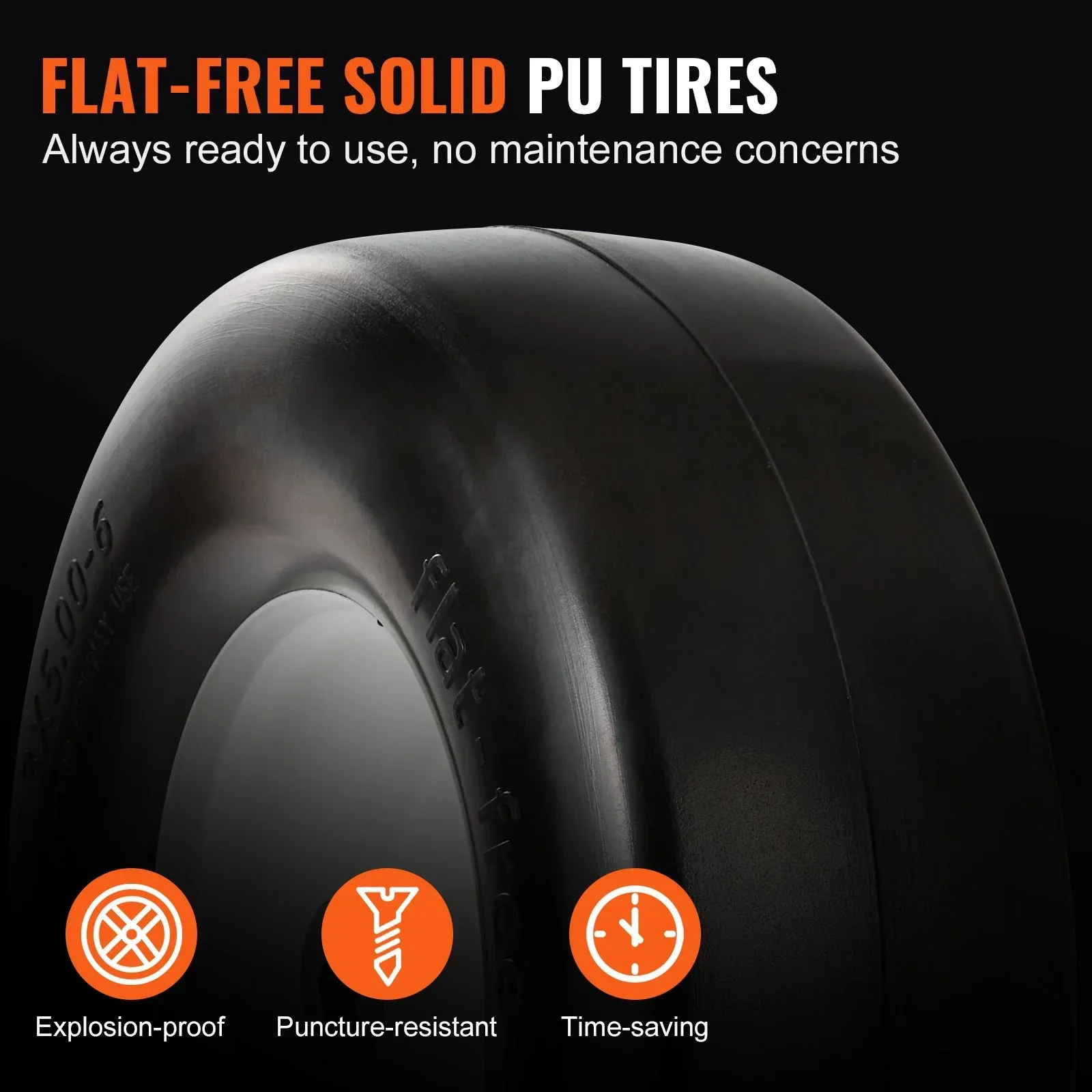 Lawn Mower Tires with Rim, 13x5-6" Tubeless Tractor Tires, 2-Pack Tire and Wheel Assembly, Flat-free PU Tires, 3.25"-5.9" Centered Hub, 3/4" Bushing Size, 20 PCS Adapter for Lawn Mowers Tractors - Image 5