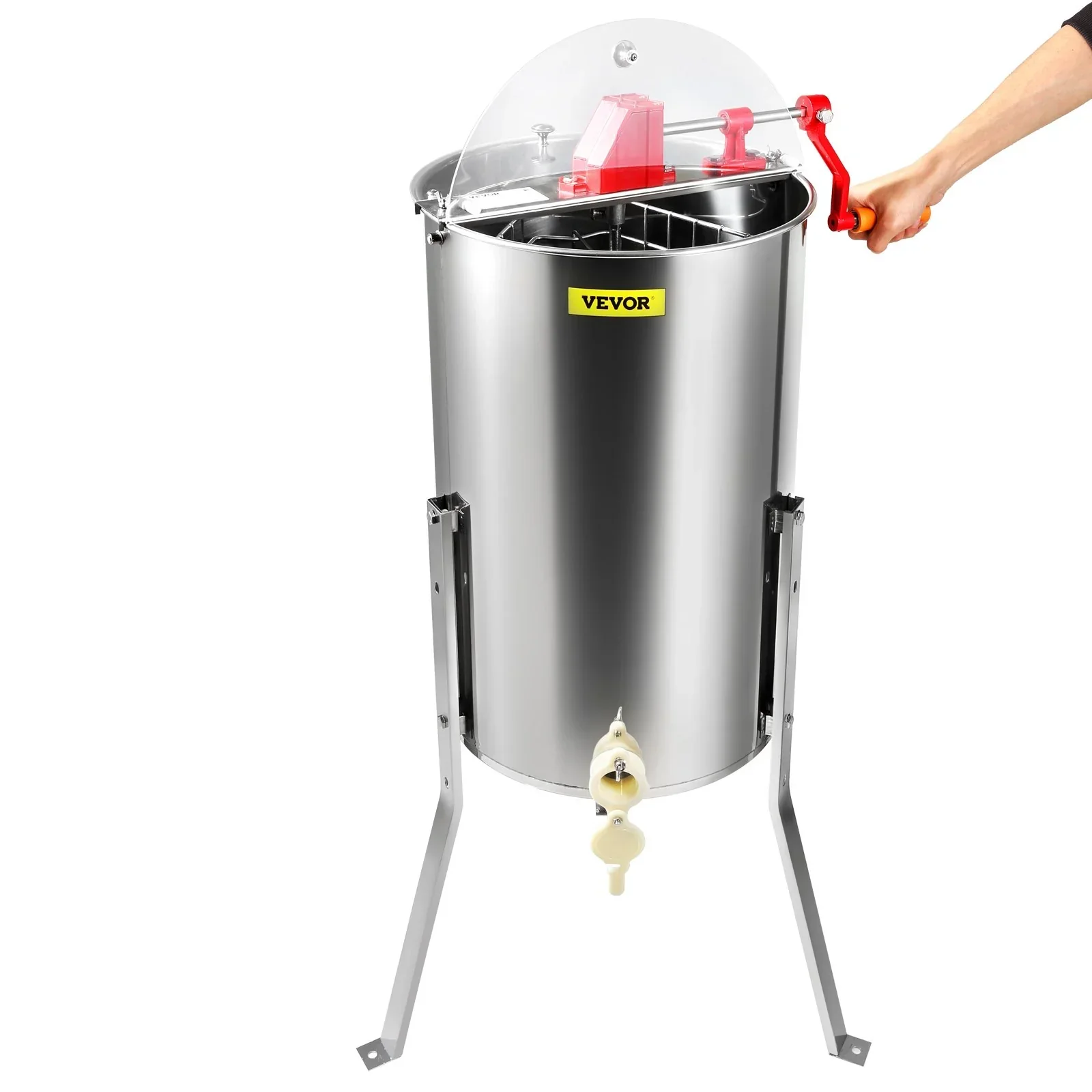 Manual Honey Extractor, 3 Frames Honey Spinner Extractor, Stainless Steel Beekeeping Extraction, Honeycomb Drum Spinner with Lid, Apiary Centrifuge Equipment with Height Adjustable Stand - Image 11