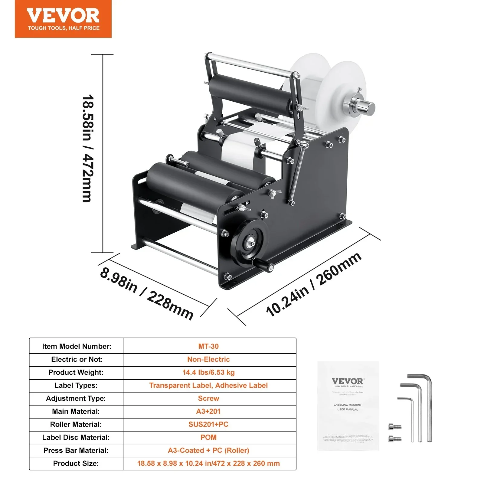 Manual Round Labeling Machine, 15-20pcs/min, Bottle Label Applicator for Round Bottles, Adjustable Manual Round Bottle Labeler Suitable for Round Bottle Diameter 20-120 mm (with Pressing Bar) - Image 7