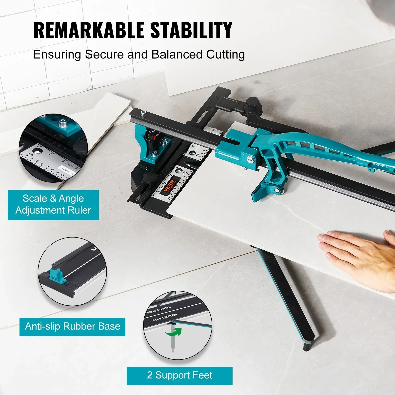 Manual Tile Cutter, 1000mm, Porcelain Ceramic Tile Cutter with Tungsten Carbide Cutting Wheel, Infrared Positioning, Anti-Skid Feet, Durable Rails for professional installers or beginners - Image 4