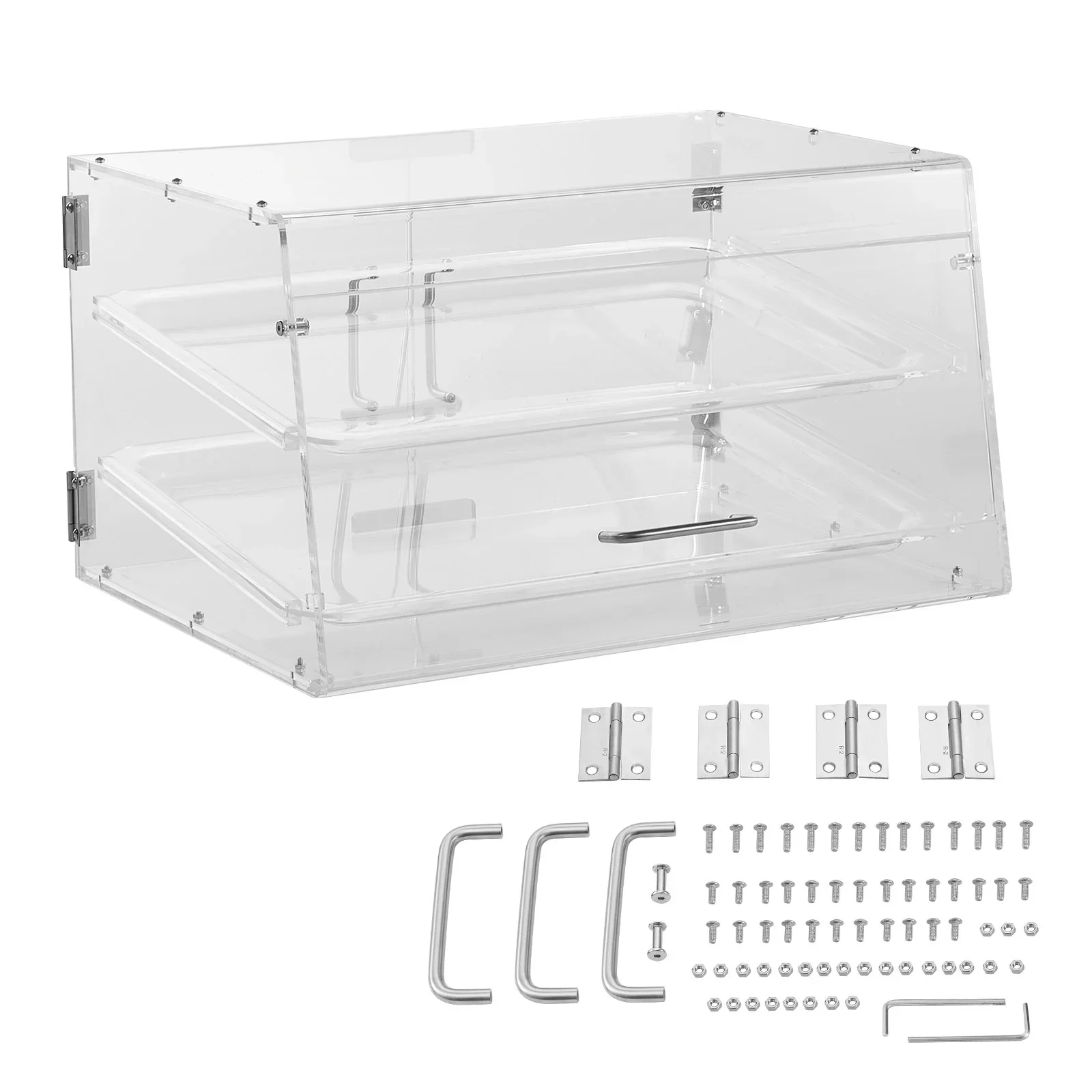 Pastry Display Case, 2-Tier Commercial Countertop Bakery Display Case, Acrylic Display Box with Rear Door Access & Removable Shelves, Keep Fresh for Donut Bagels Cake Cookie - Image 9