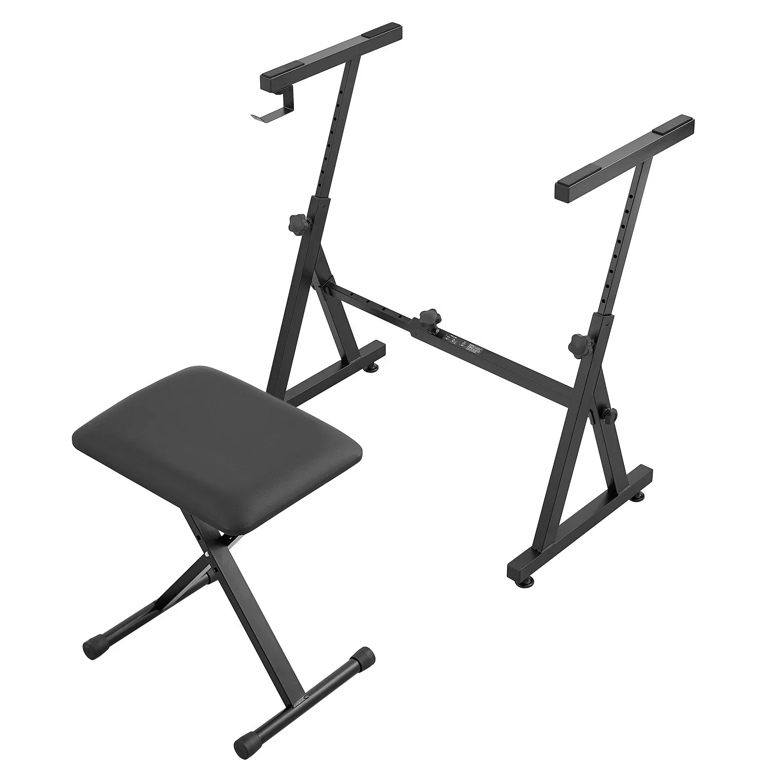 Piano Keyboard Stand and Bench Set, Z Style, Heavy-Duty Digital Piano Music Stand and Seat, 250 lbs Capacity with Adjustable Piano Bench Width Height Wheels, Fits for 54-88 Key Electric Pianos - Image 9