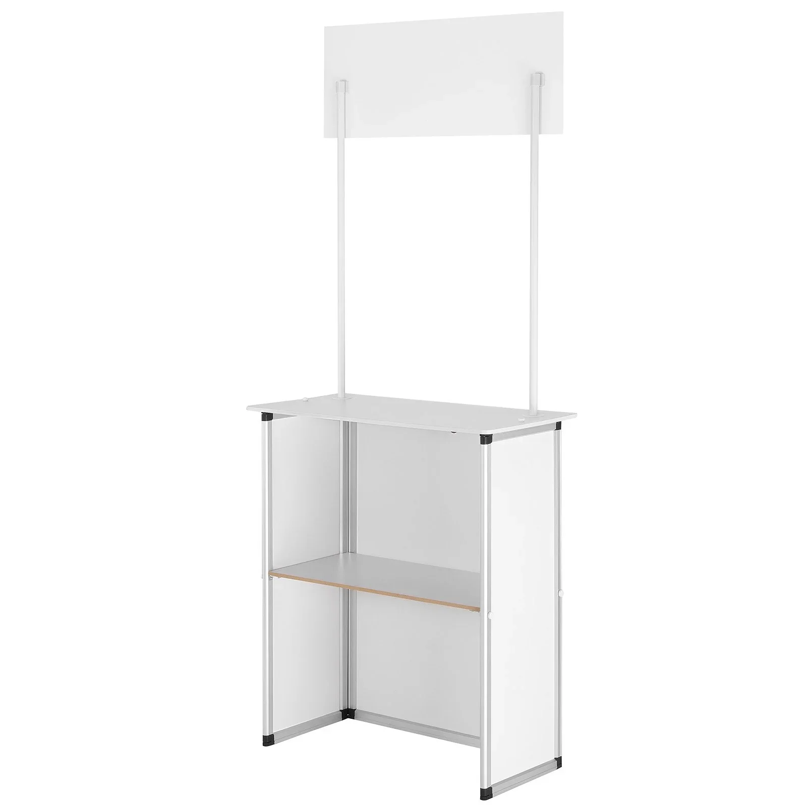 Portable Tradeshow Podium Table, 785 x 380 x 1815 mm, Display Exhibition Counter Stand Booth Fair with Wall, Foldable Promotion Retail Bar Table Pop Up Podium with Storage Rack/Carrying Bag - Image 11