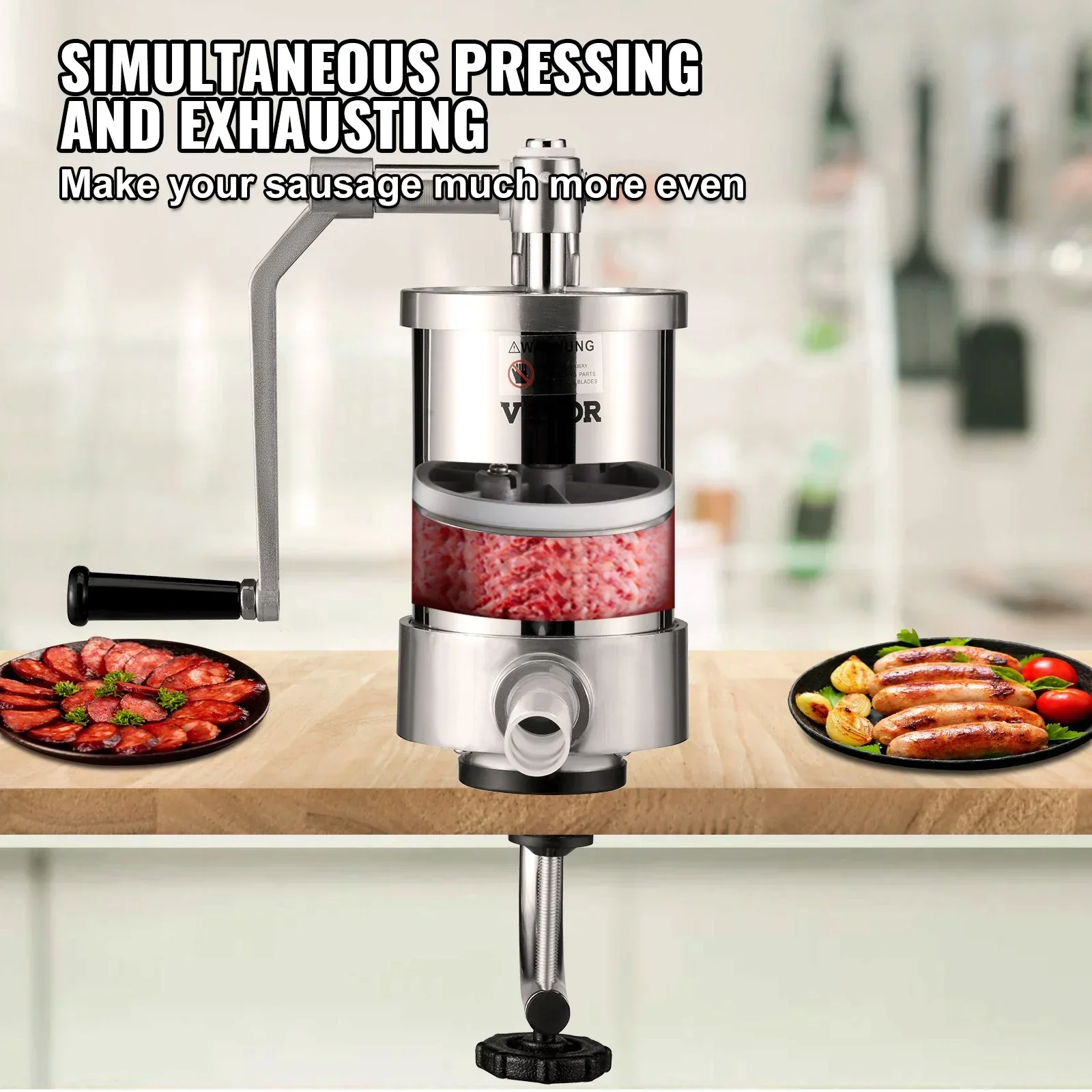 Sausage Stuffer 2.5LBS/1.5L Capacity Homemade Sausage Maker Stainless Steel - Image 4
