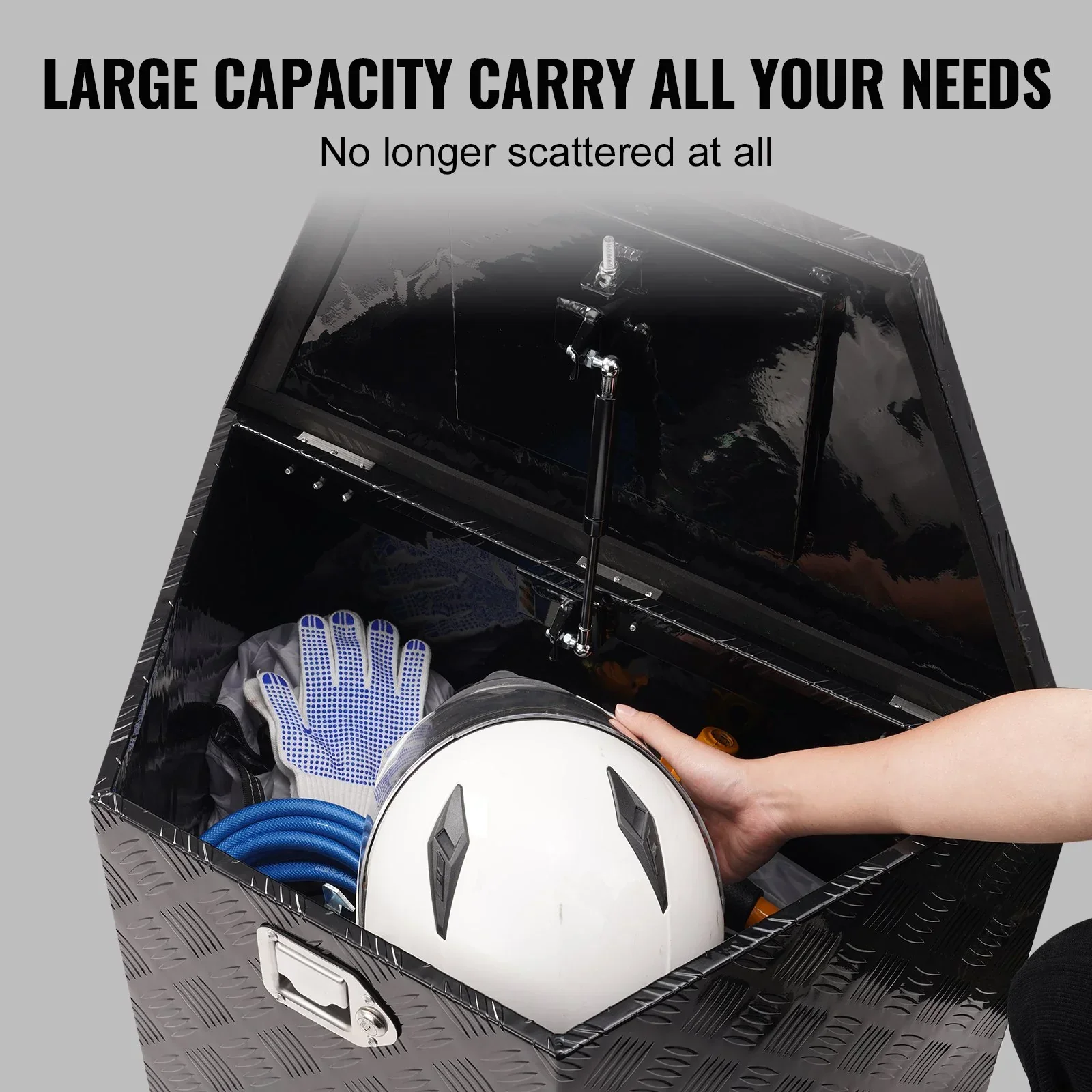 Trailer Tongue Box, Aluminum Alloy Diamond Plate Tongue Box Tool Chest, Heavy Duty Trailer Box Storage with Lock and Keys, for Pickup Truck, RV, Trailer, 737 x 410 x 460 mm/29x16.5x18inch - Image 3