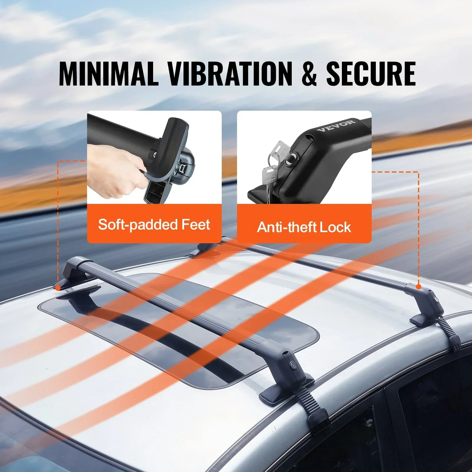 Universal Roof Rack Crossbar for Naked Roof Vehicle Aluminum with Lock - Image 6