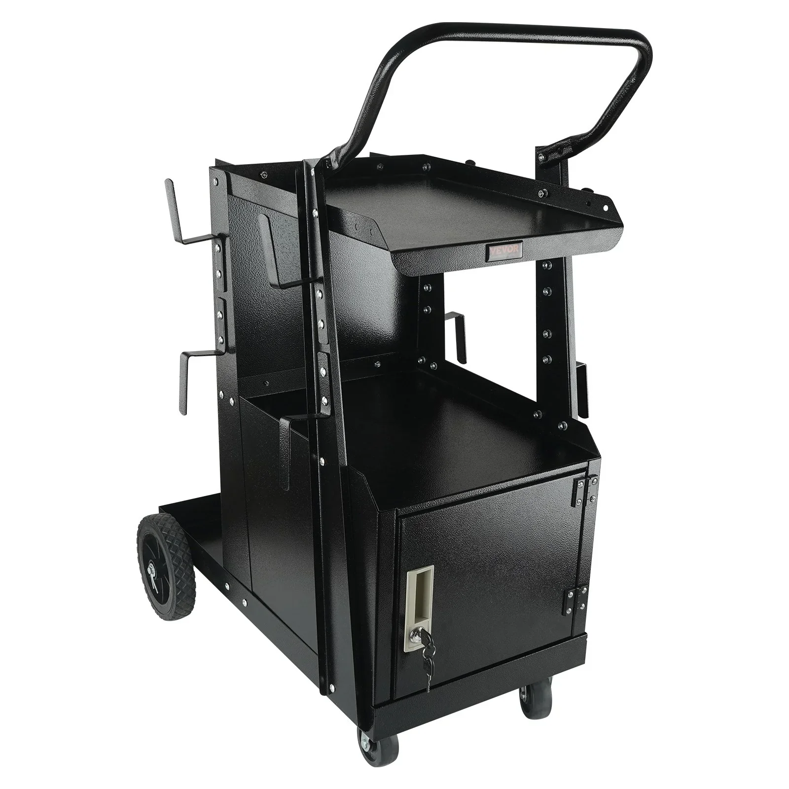 Welding Cart, 2-Tier Heavy Duty Welder Cart with Anti-Theft Lockable Cabinet, 265LBS Weight Capacity, 360° Swivel Wheels, Tank Storage Safety Chains, Welding Cabinet for TIG, ARC, Plasma Cutter - Image 10