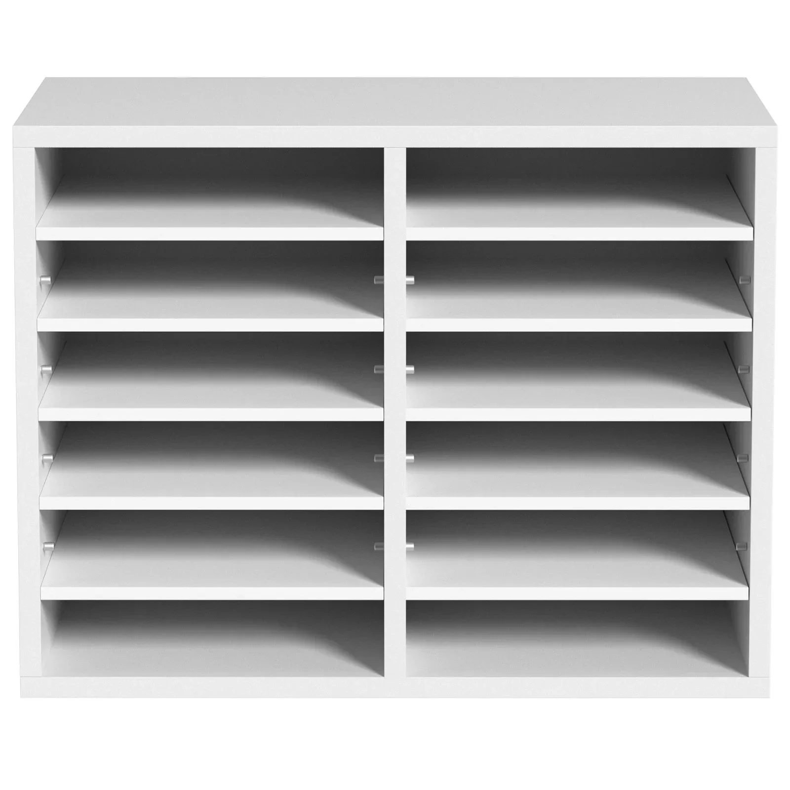 Wood Literature Organizer Adjustable File Sorter 12 Compartments White - Image 11