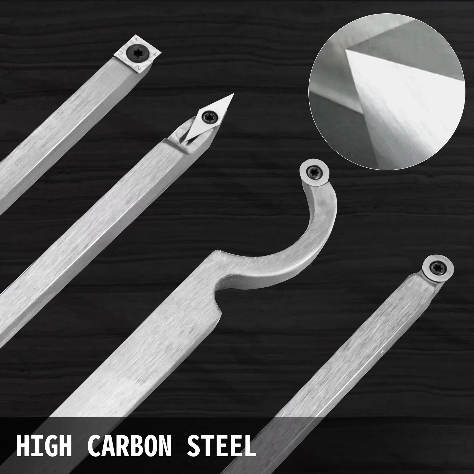 Wood Turning Tools for Lathe 4 PCS Set, Carbide Lathe Tools with Diamond Shape, Round, Square Cutters, Turning Lathe Chisels with Comfortable Grip Handles Lathe Tools for Craft DIY Hobists - Image 3