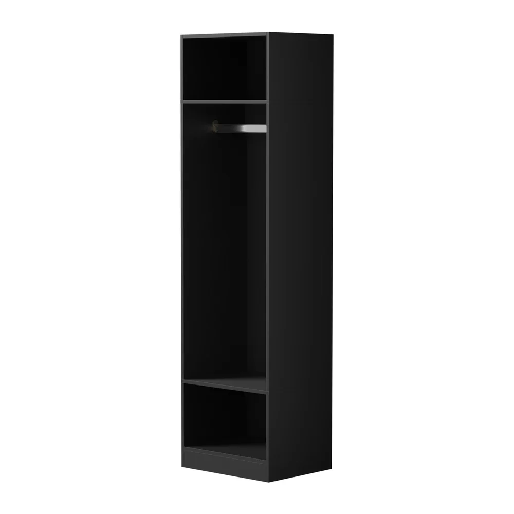 Open Wardrobe Shelf Unit 3 Shelves Hanging Rail Black - Image 3