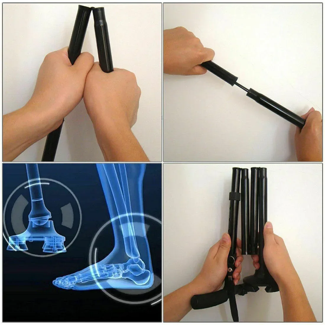 Walking Stick Cane Folding Handle Adjustable fixed LED Light Aid Holder Lighting - Image 6