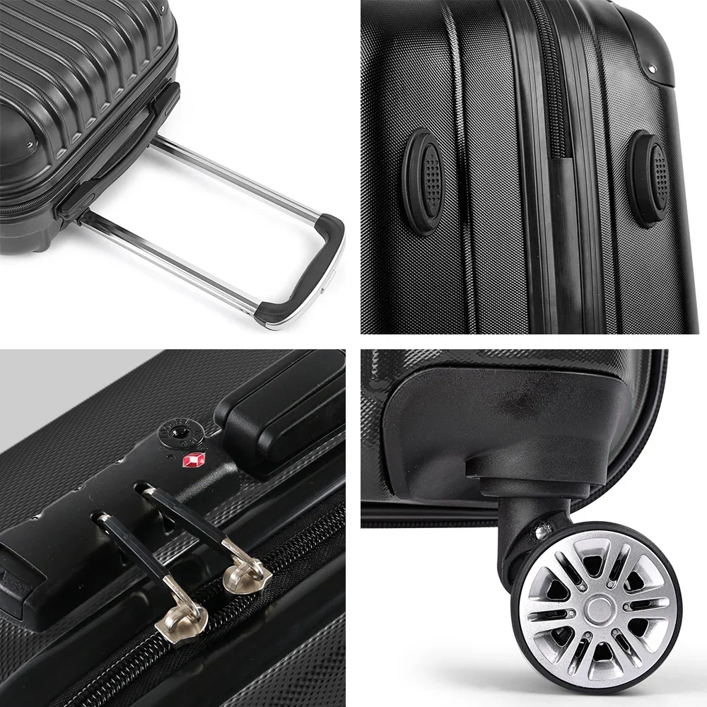 24" 66cm Luggage Trolley Travel Set Suitcase Carry On Hard Case TSA Lock Lightweight Black - Image 7
