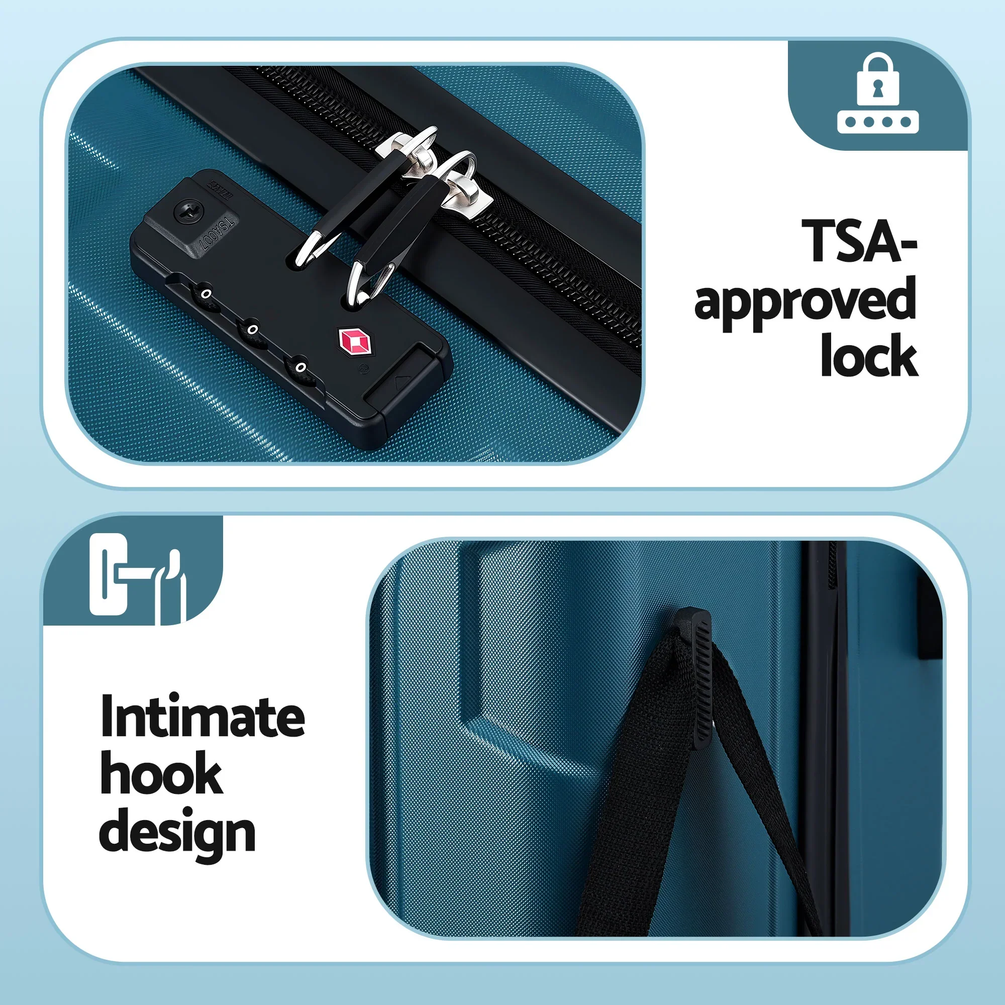 28" Luggage Suitcase Trolley Travel TSA Lightweight Hard Case Teal - Image 4