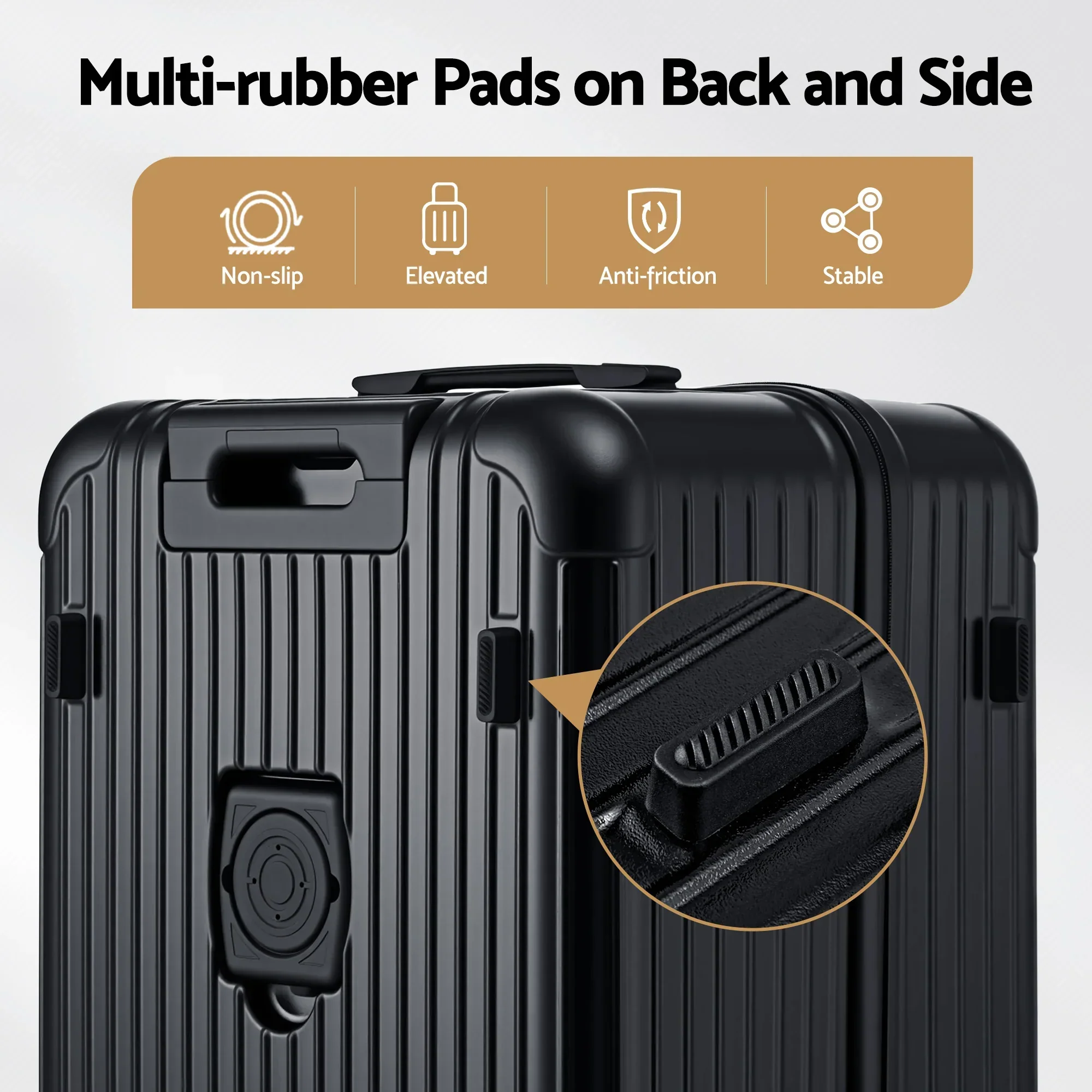 28" Trunk Luggage Suitcase Travel 5 Wheels Type-C Port TSA Black - Image 9
