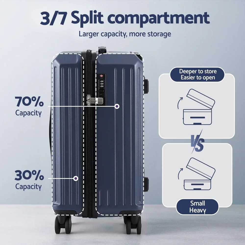 2pcs Trunk Luggage Suitcase Travel Carry On TSA Lock 12" 20" Navy - Image 4