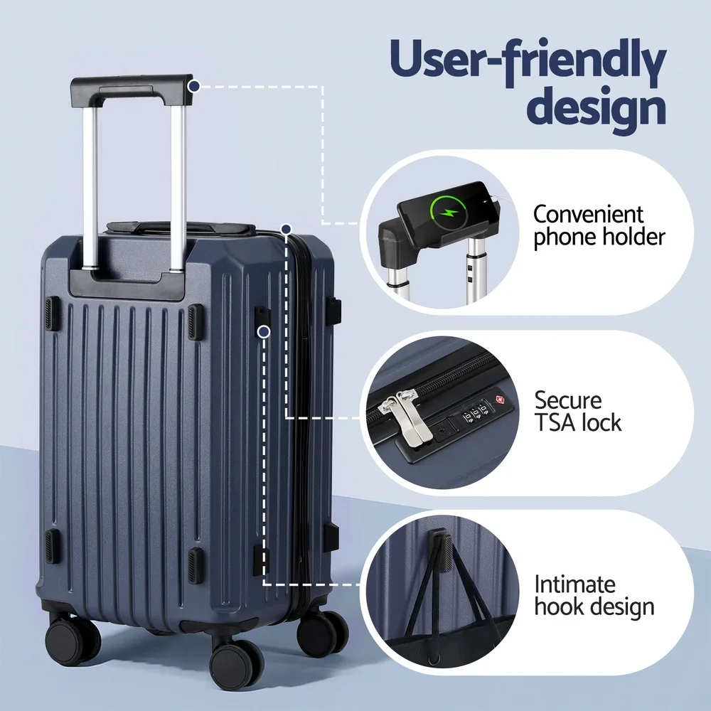 2pcs Trunk Luggage Suitcase Travel Carry On TSA Lock 12" 20" Navy - Image 5