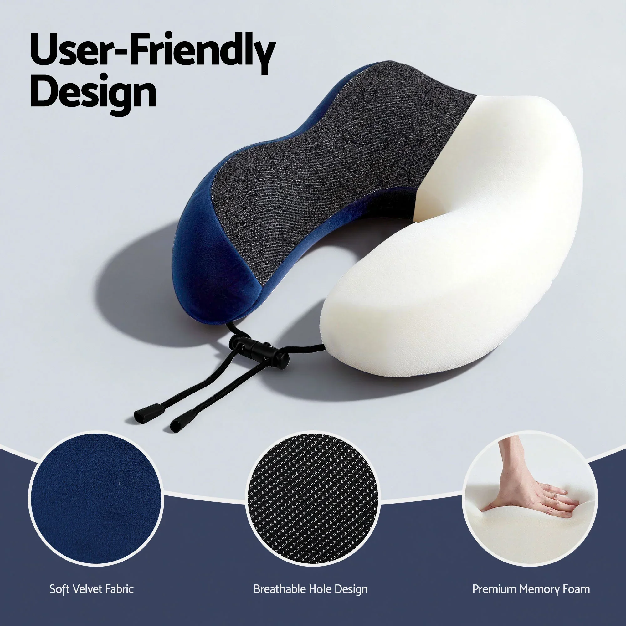 Travel Pillow for Airplanes Memory Foam Neck Pillows for Traveling, Soft & Washable Cover with Storage Bag, Portable Plane Accessories for Airplanes Offices Cars, Blue - Image 5