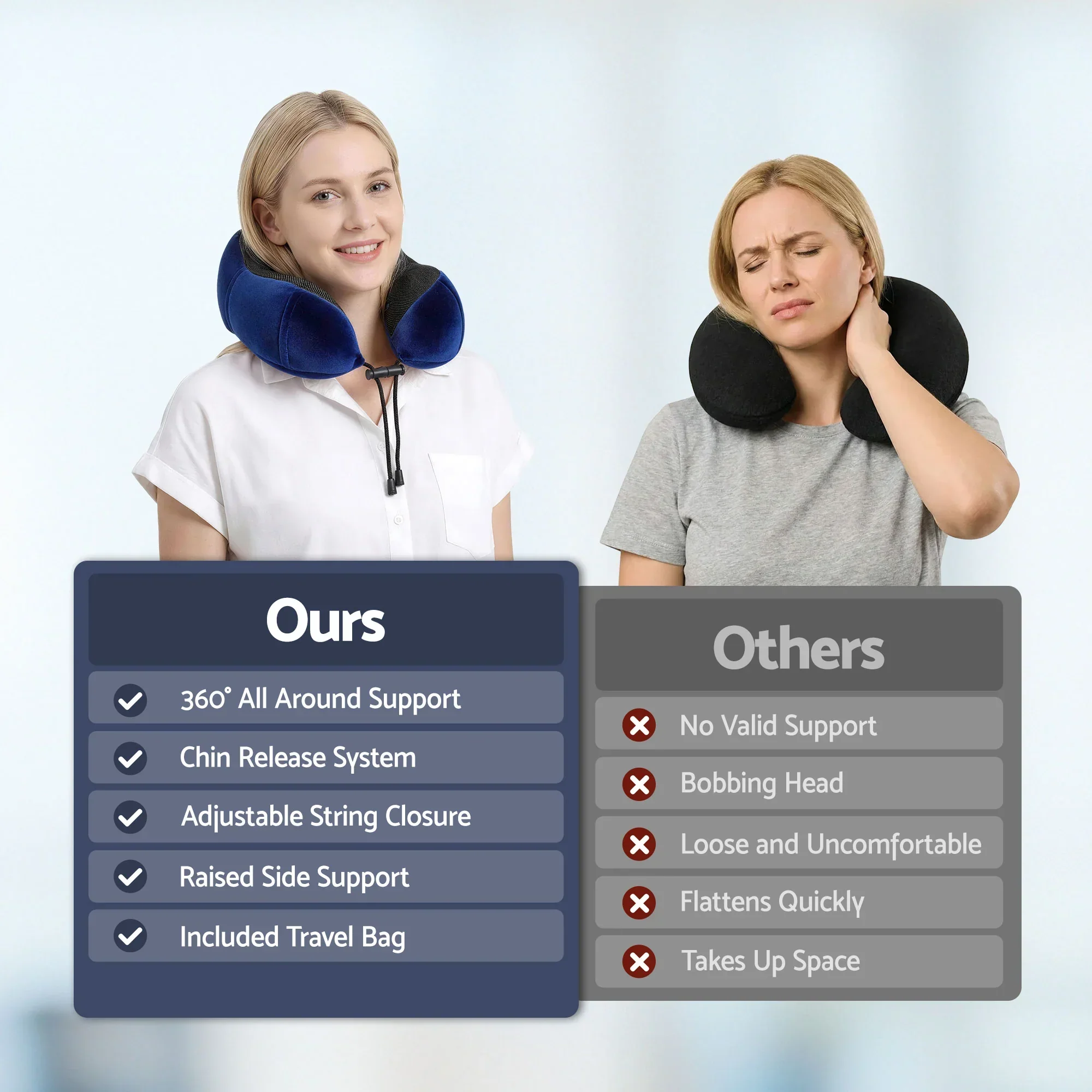 Travel Pillow for Airplanes Memory Foam Neck Pillows for Traveling, Soft & Washable Cover with Storage Bag, Portable Plane Accessories for Airplanes Offices Cars, Blue - Image 8