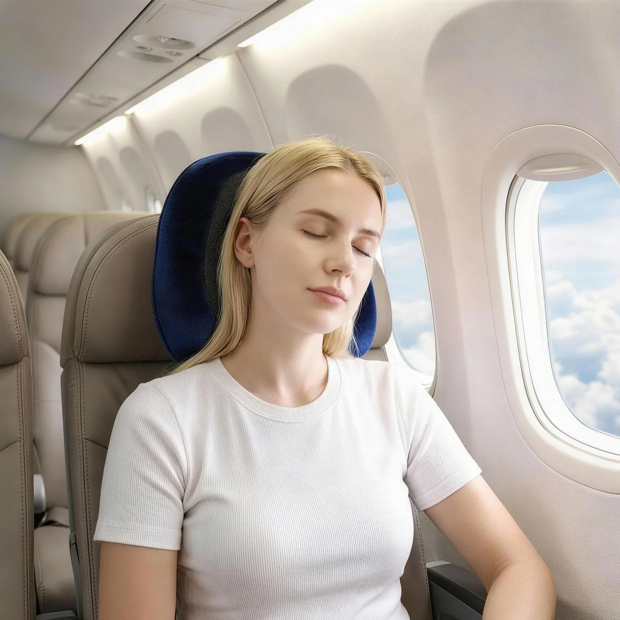 Travel Pillow for Airplanes Memory Foam Neck Pillows for Traveling, Soft & Washable Cover with Storage Bag, Portable Plane Accessories for Airplanes Offices Cars, Blue - Image 9