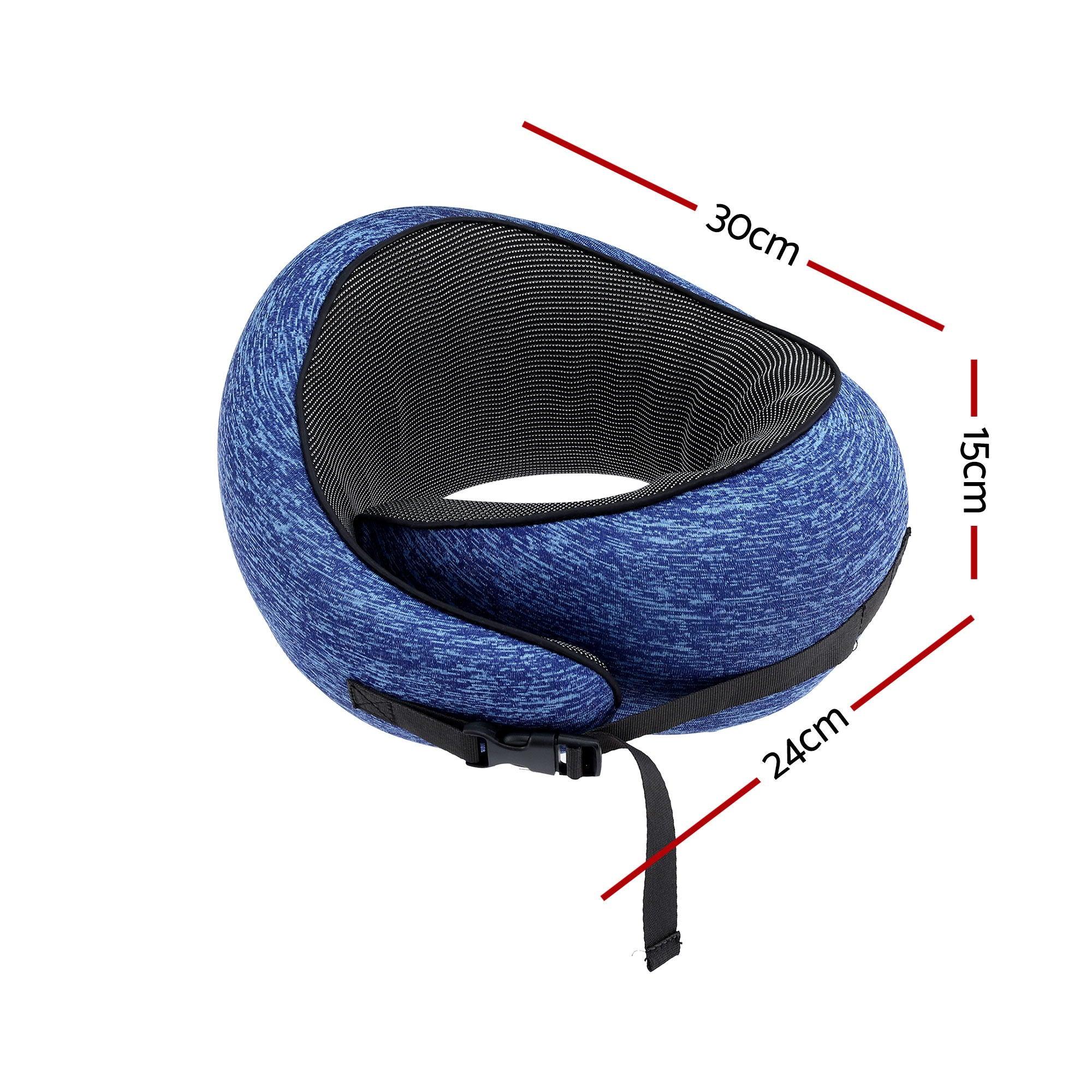 Travel Pillows for Airplanes Ergonomic Memory Foam Neck Pillow, Breathable & Washable Cover, Travel Bag Included, Airplane Pillow for Airplane, Car, Office and Home, Blue - Image 2