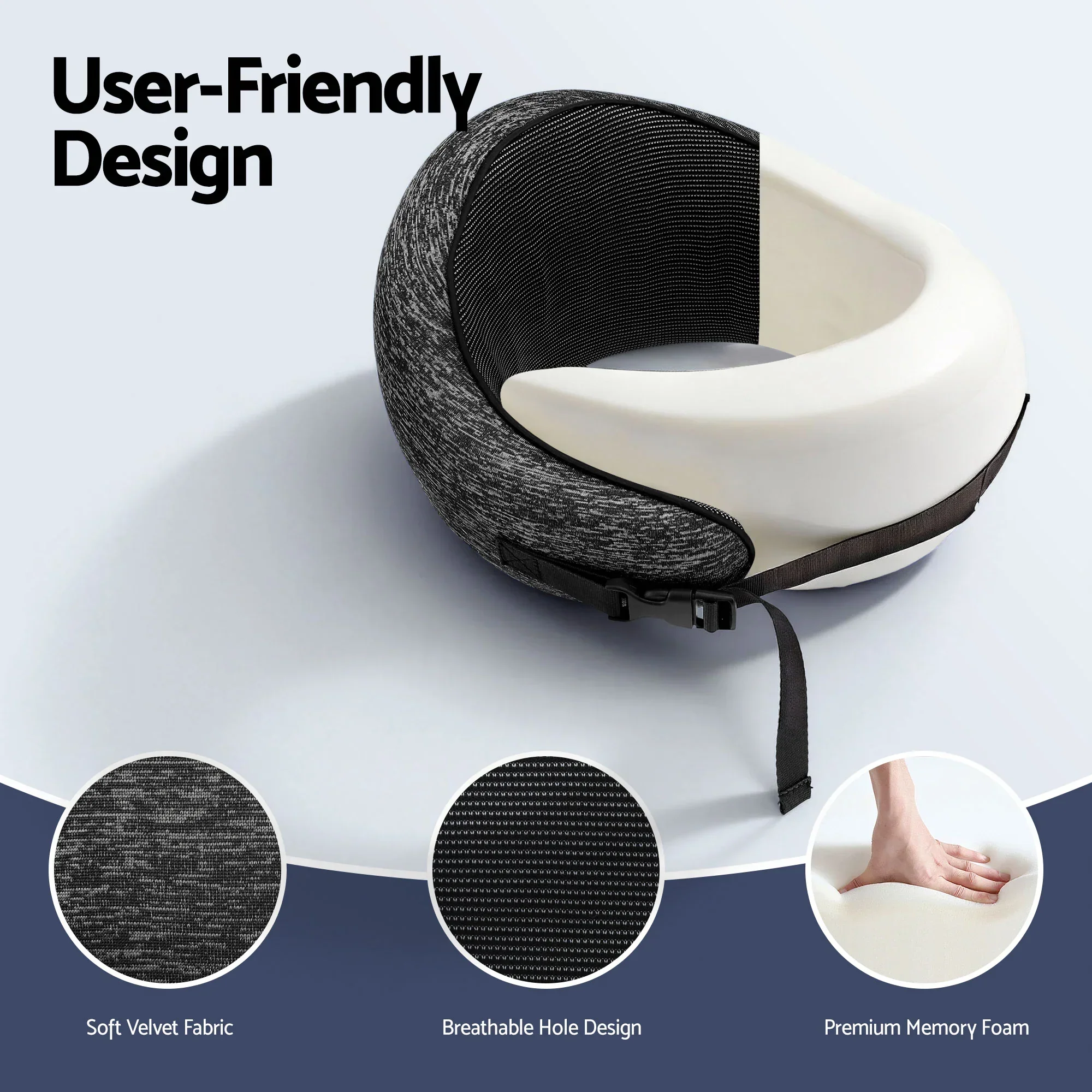 Travel Pillows for Airplanes Ergonomic Memory Foam Neck Pillow, Breathable & Washable Cover, Travel Bag Included, Airplane Pillow for Airplane, Car, Office and Home, Dark Grey - Image 5